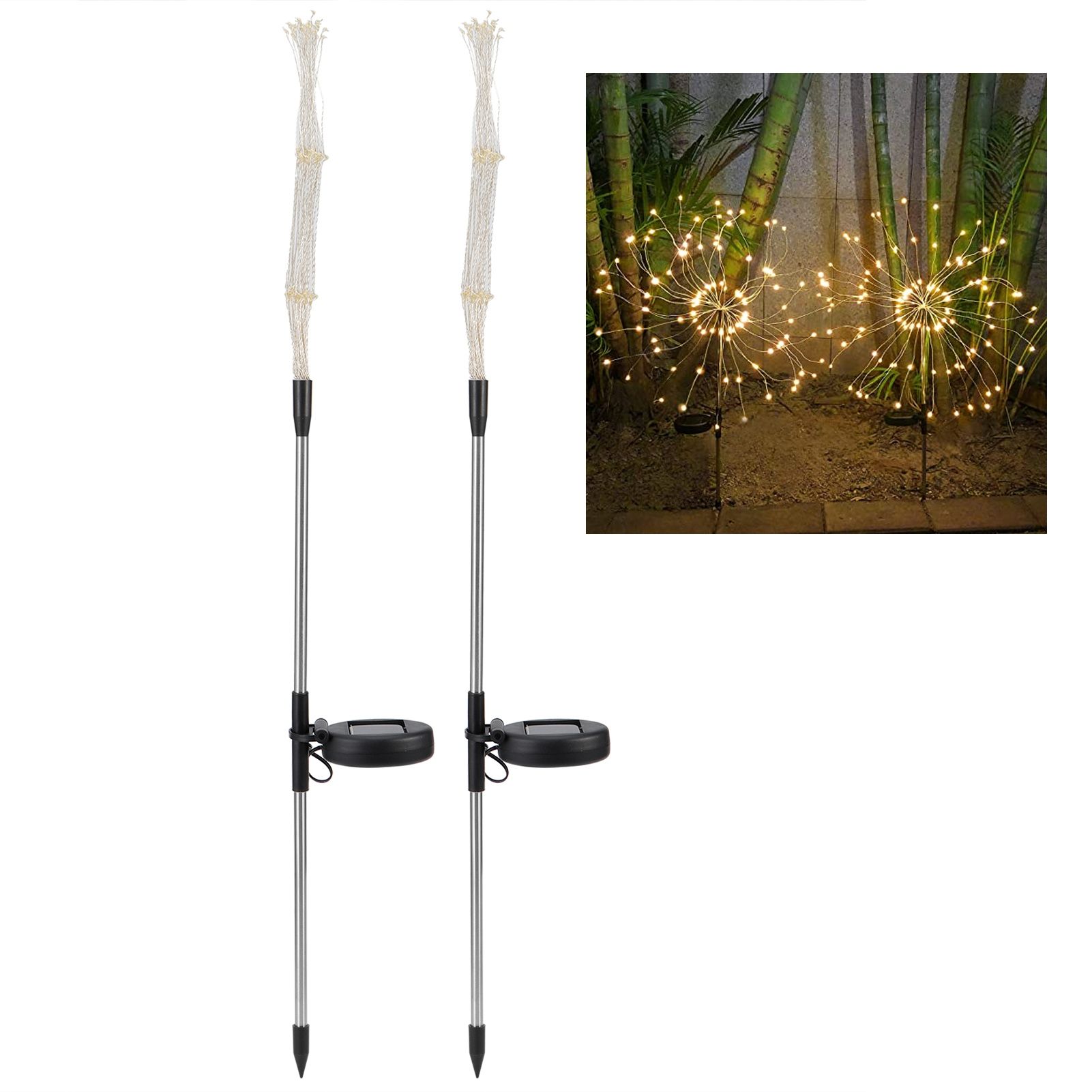 2Pcs 105LED Waterproof IP44 Solar Fireworks Light LED Lawn Lamp Landscape Path view 9