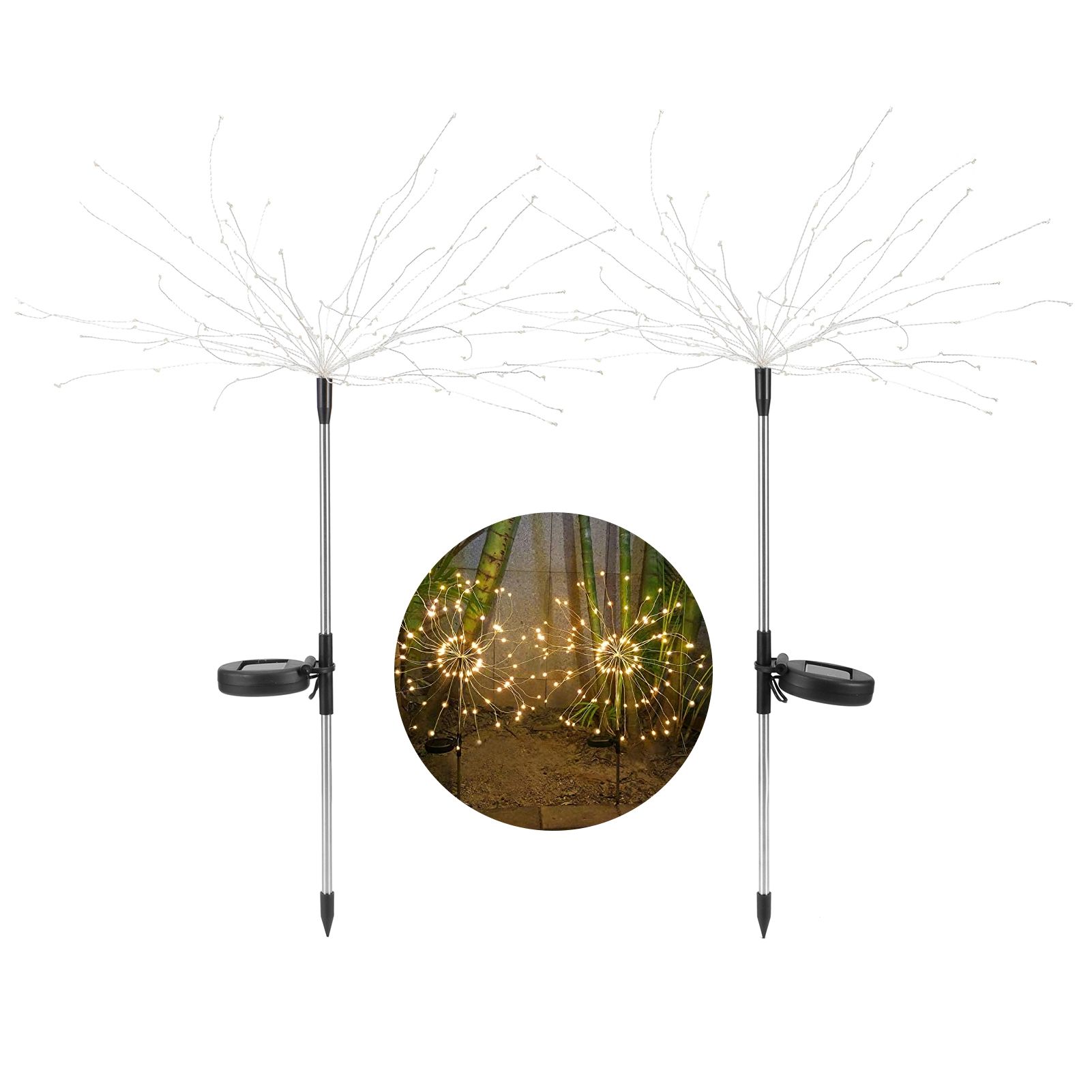 2Pcs 105LED Waterproof IP44 Solar Fireworks Light LED Lawn Lamp Landscape Path view 10