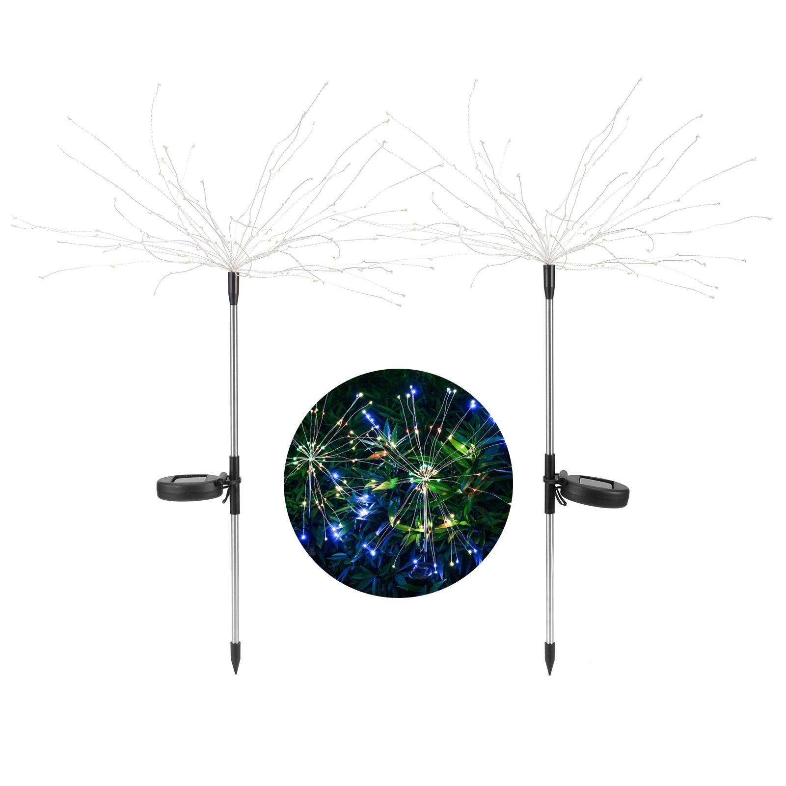 2Pcs 105LED Waterproof IP44 Solar Fireworks Light LED Lawn Lamp Landscape Path view 9