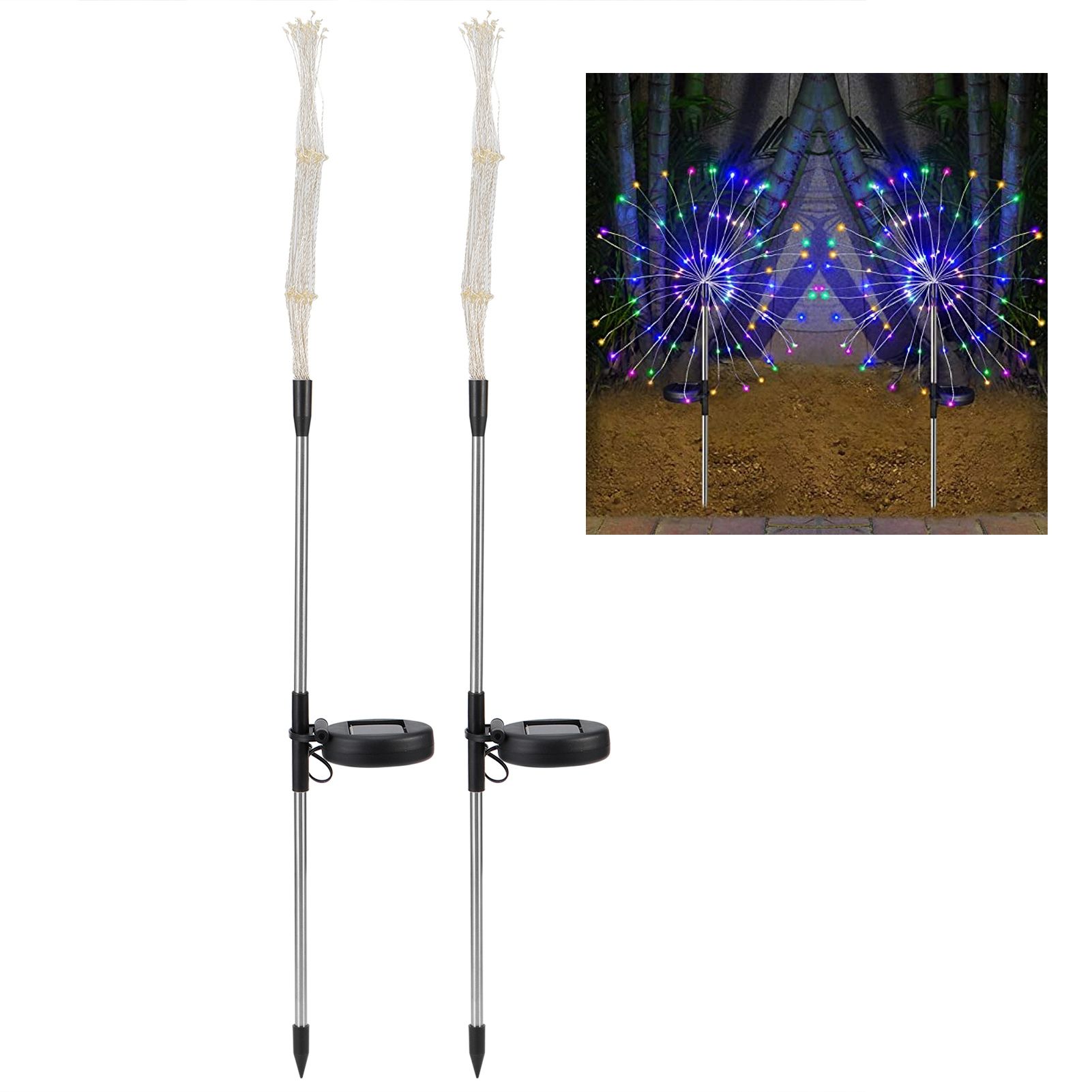 2Pcs 105LED Waterproof IP44 Solar Fireworks Light LED Lawn Lamp Landscape Path view 10