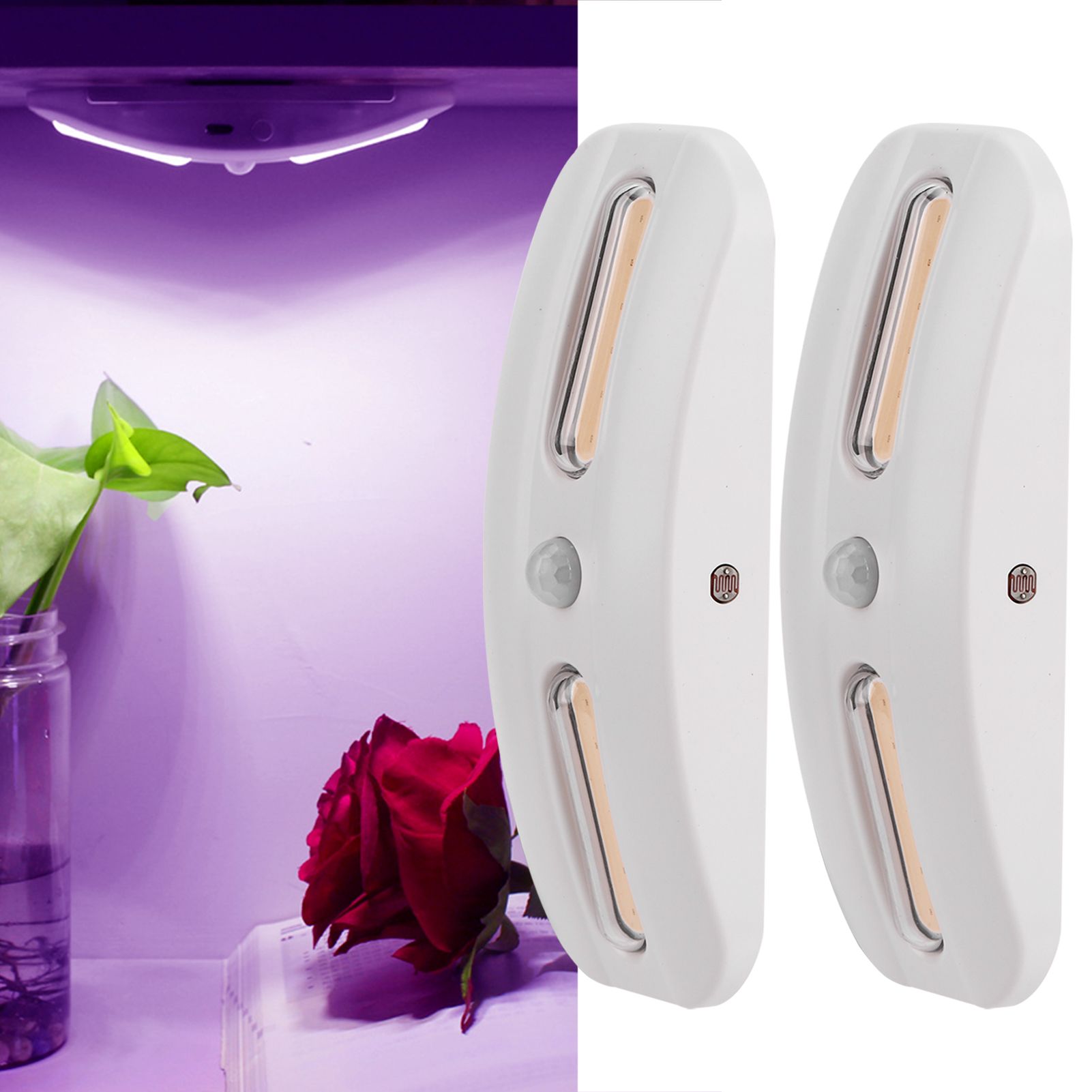 2PCS COB LED Motion Sensor Light Cupboard Wardrobe Closet Lamp Cabinet Night view 10