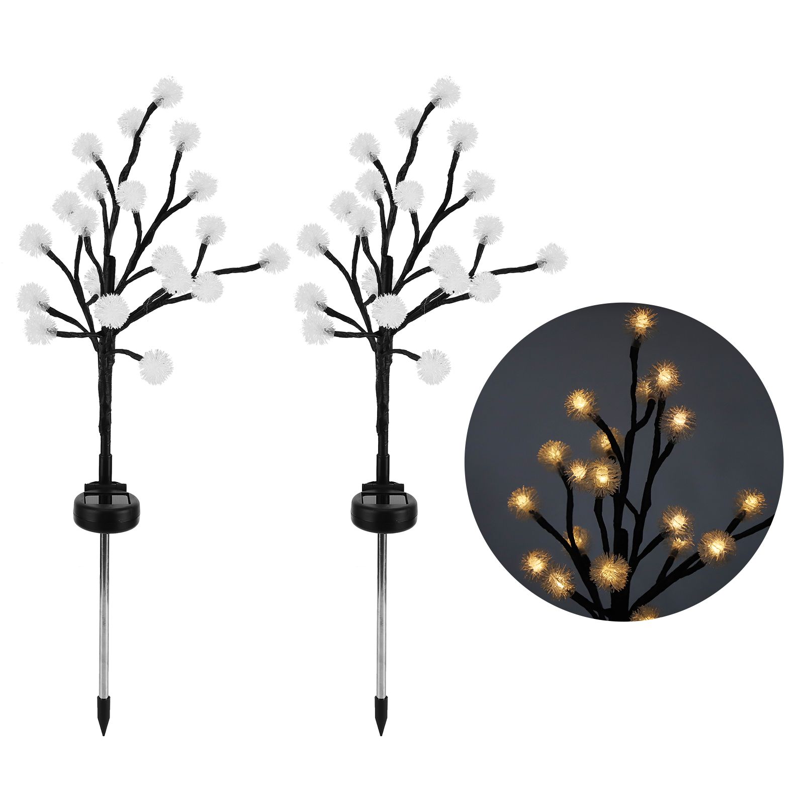 2pcs 20LED Solar Powered Fairy Lights Outdoor Dandelion Lamp Garden Lawn view 4