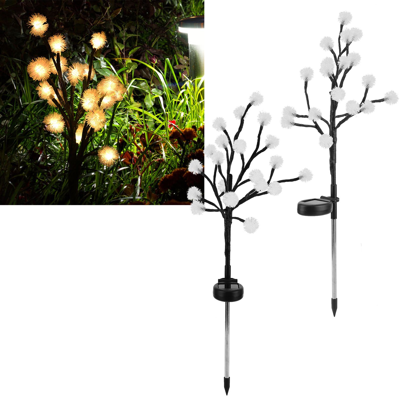 2pcs 20LED Solar Powered Fairy Lights Outdoor Dandelion Lamp Garden Lawn view 10