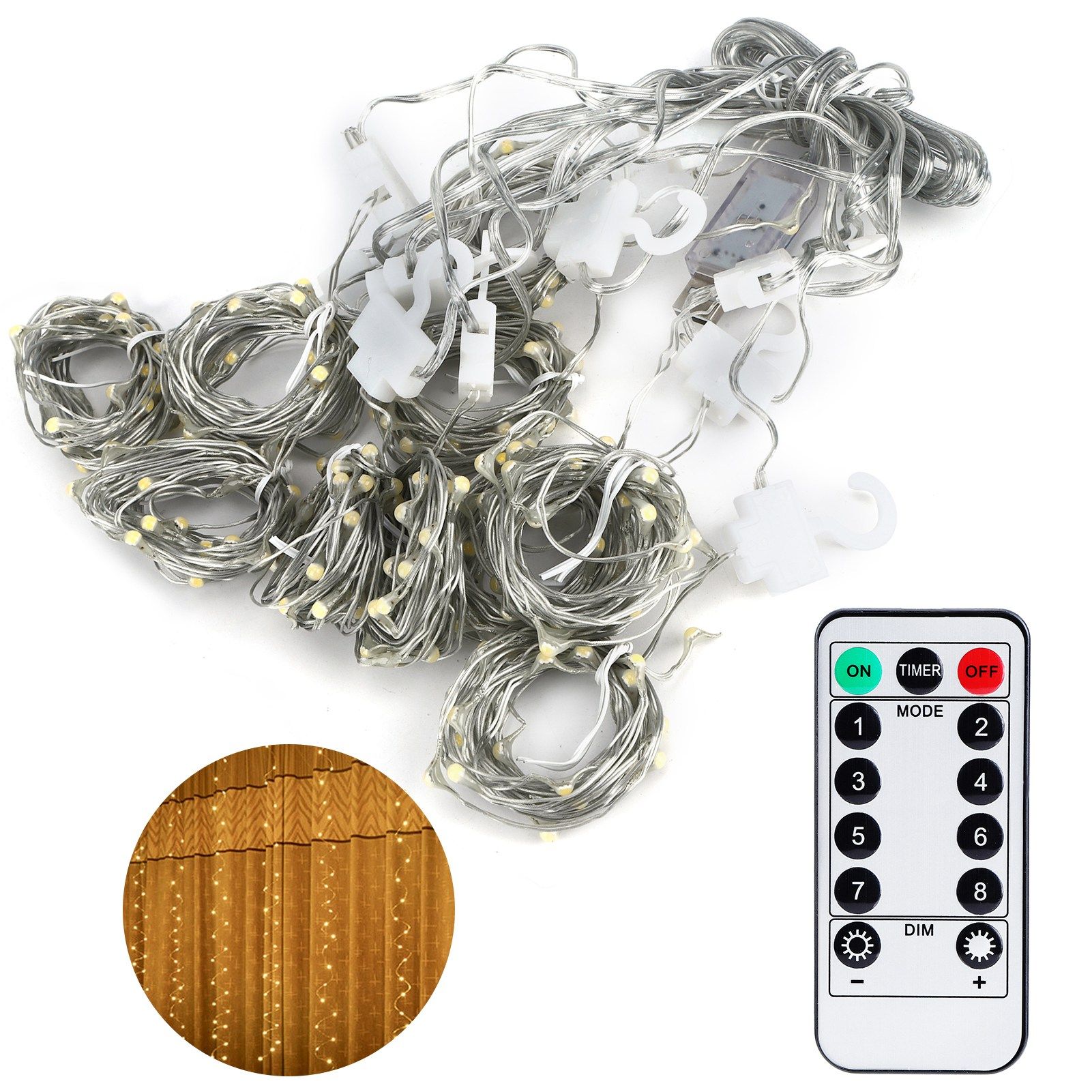 3x3 m 300LED Curtain String Light USB Remote Control Lamp Christmas Wedding view 10