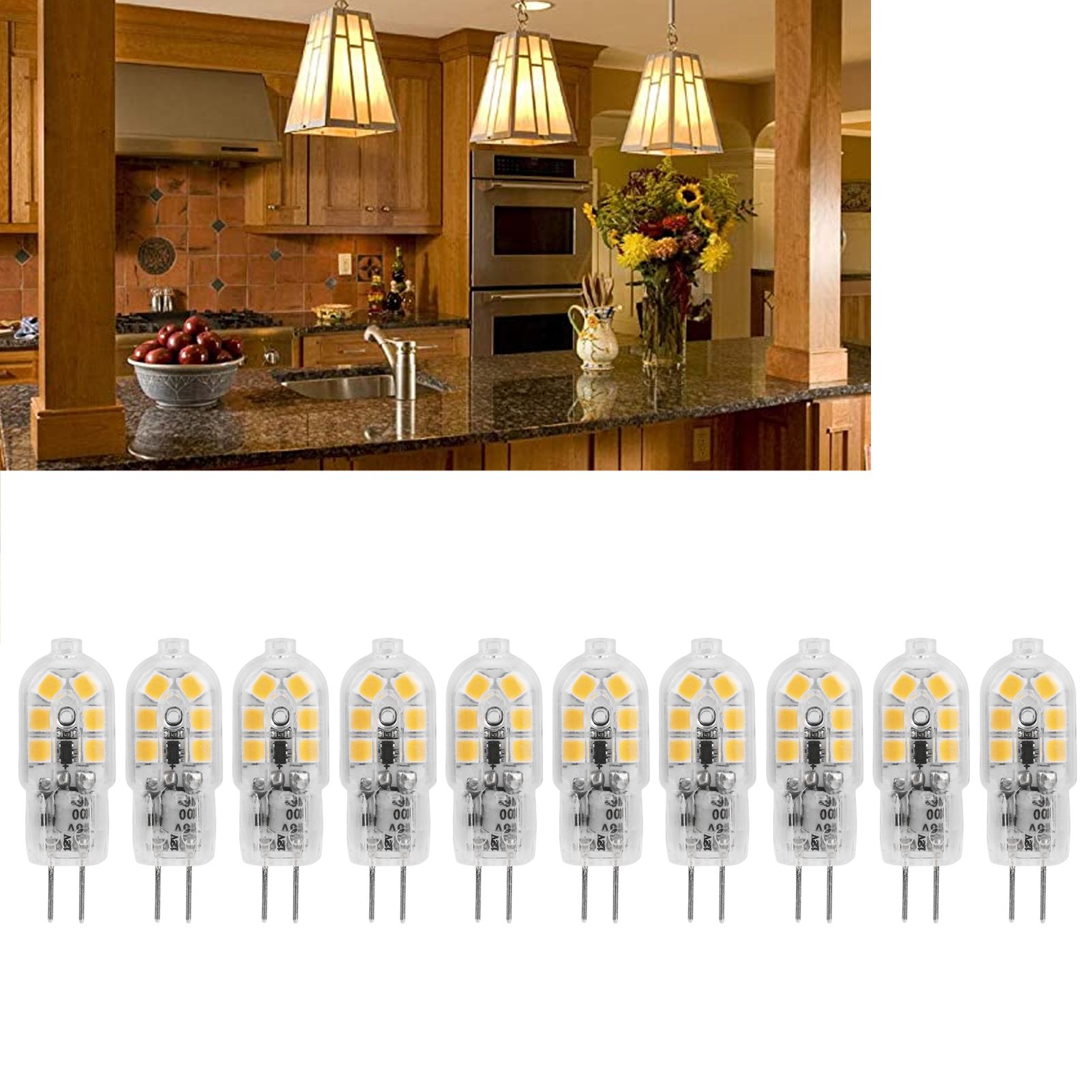 10Pcs Bi Pin Bulbs 12LED 1.2W G4 LED Bulb for Ceiling Lamp Wall Light Desk view 9