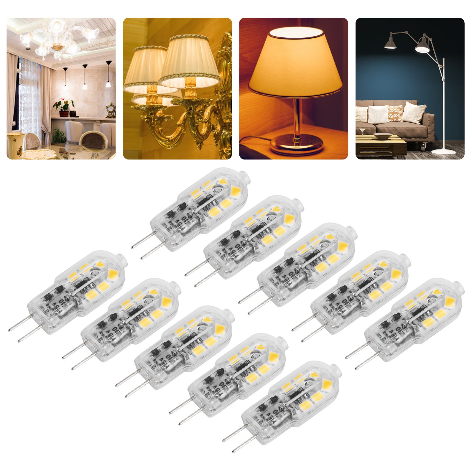 10Pcs Bi Pin Bulbs 12LED 1.2W G4 LED Bulb for Ceiling Lamp Wall Light Desk view 10