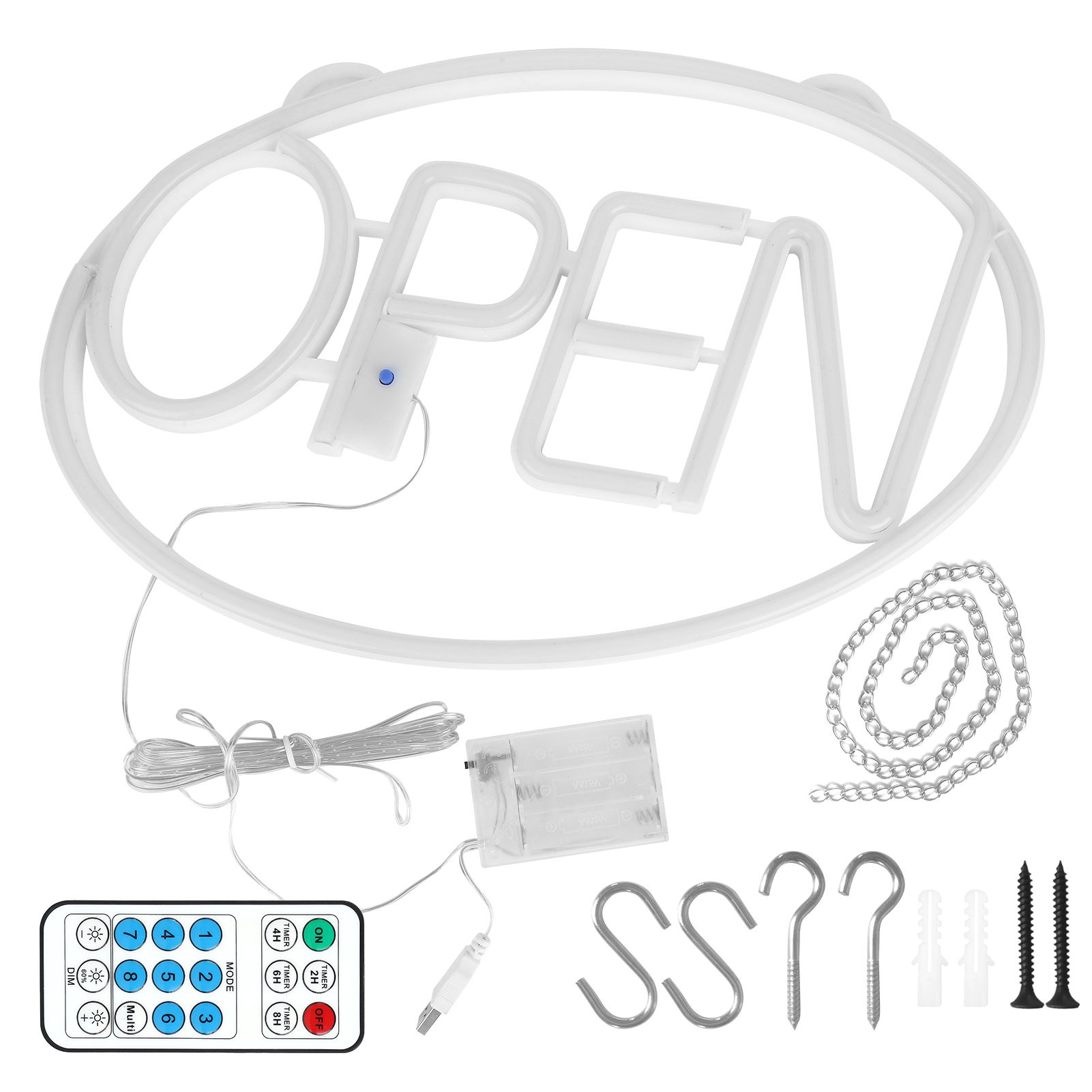 LED Neon Open Sign Display Window Hanging Light with Remote Control for view 2