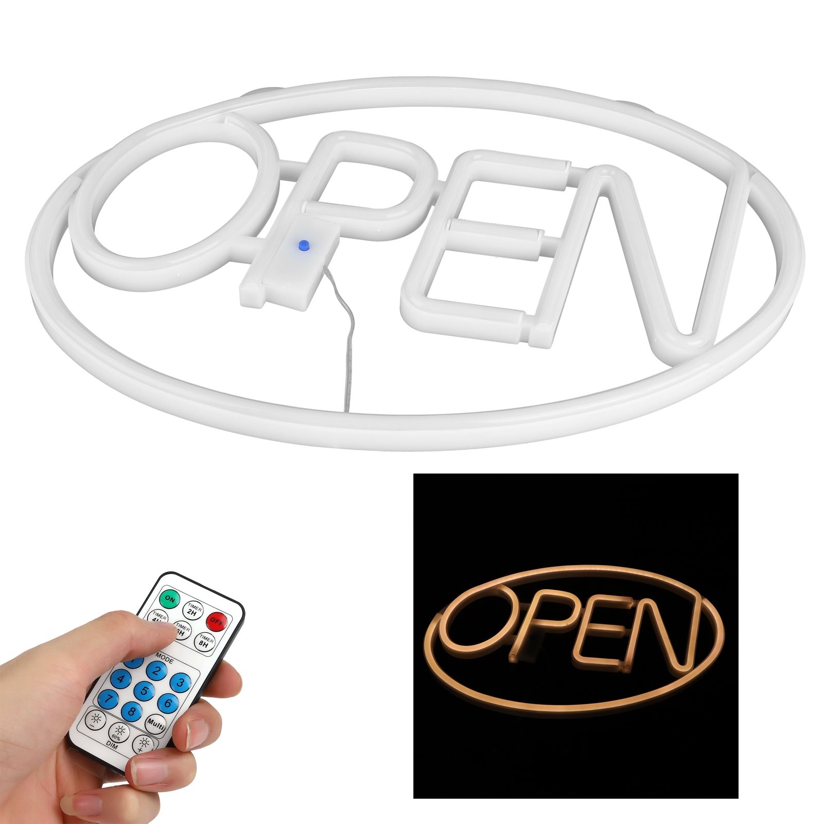 LED Neon Open Sign Display Window Hanging Light with Remote Control for view 9