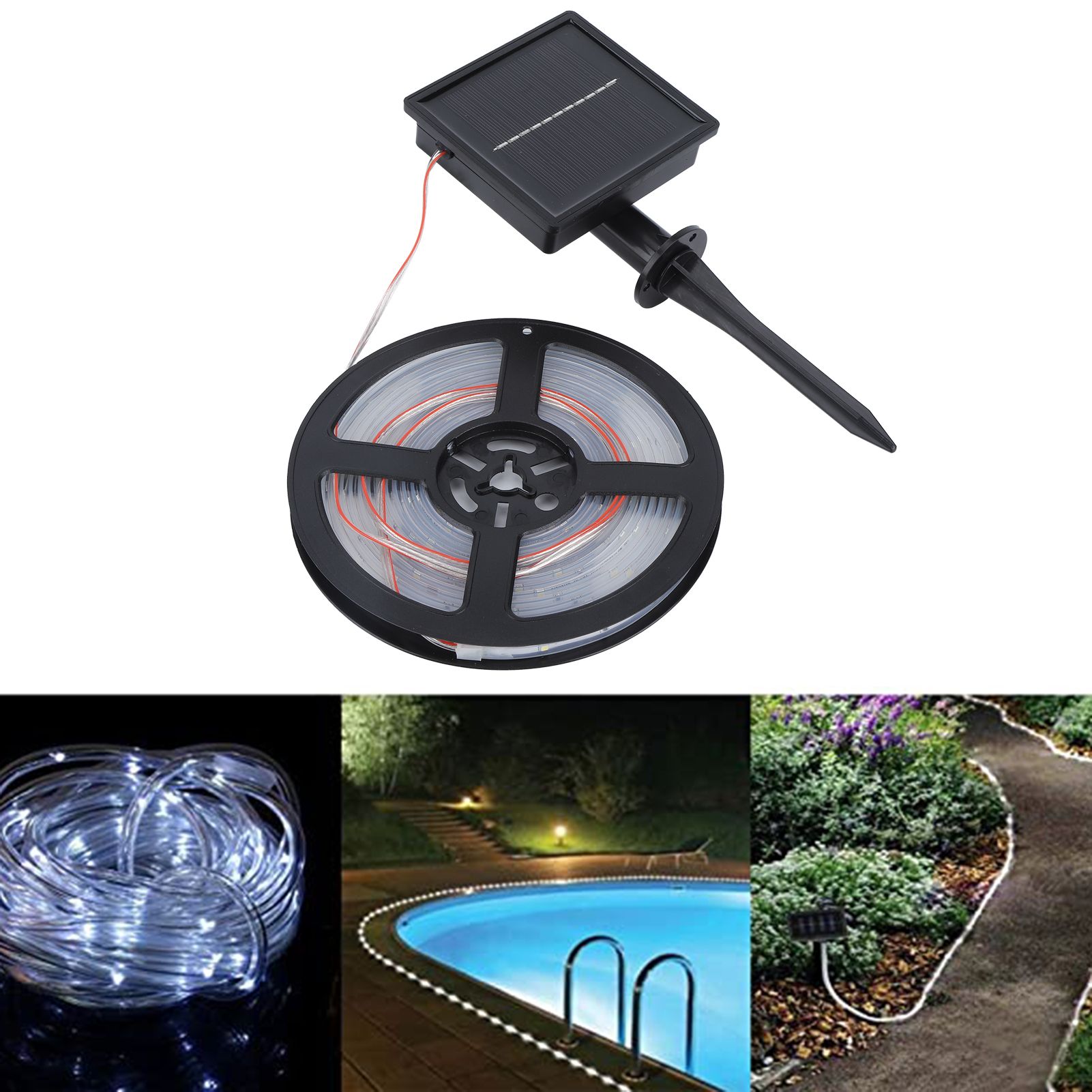 5m 100LED Solar Strip Lights Outdoor Waterproof Highlight Rope Light for view 9