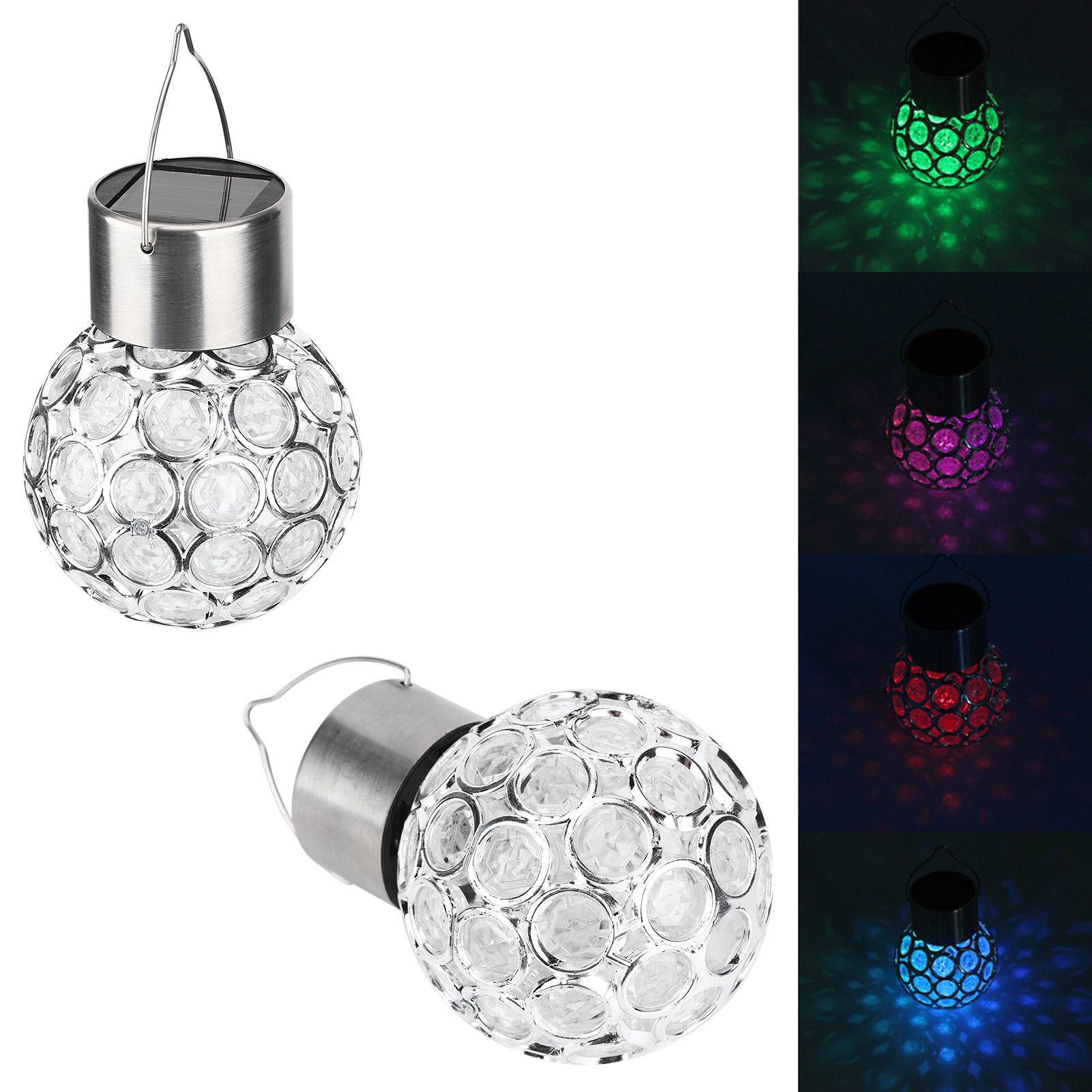 2Pcs LED Hanging Lamp Solar Powered Ball Light Light Control for Outdoor view 9
