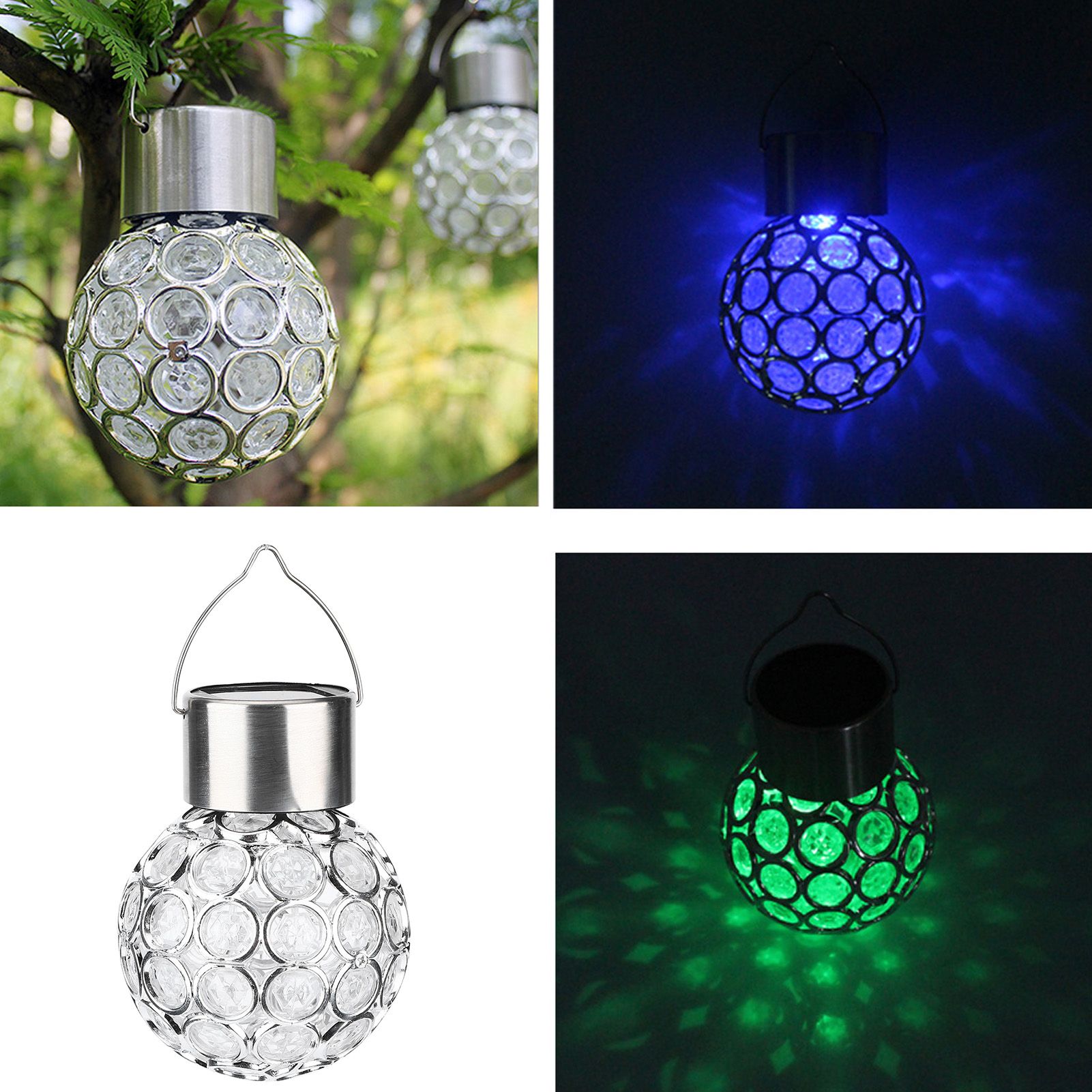 2Pcs LED Hanging Lamp Solar Powered Ball Light Light Control for Outdoor view 10