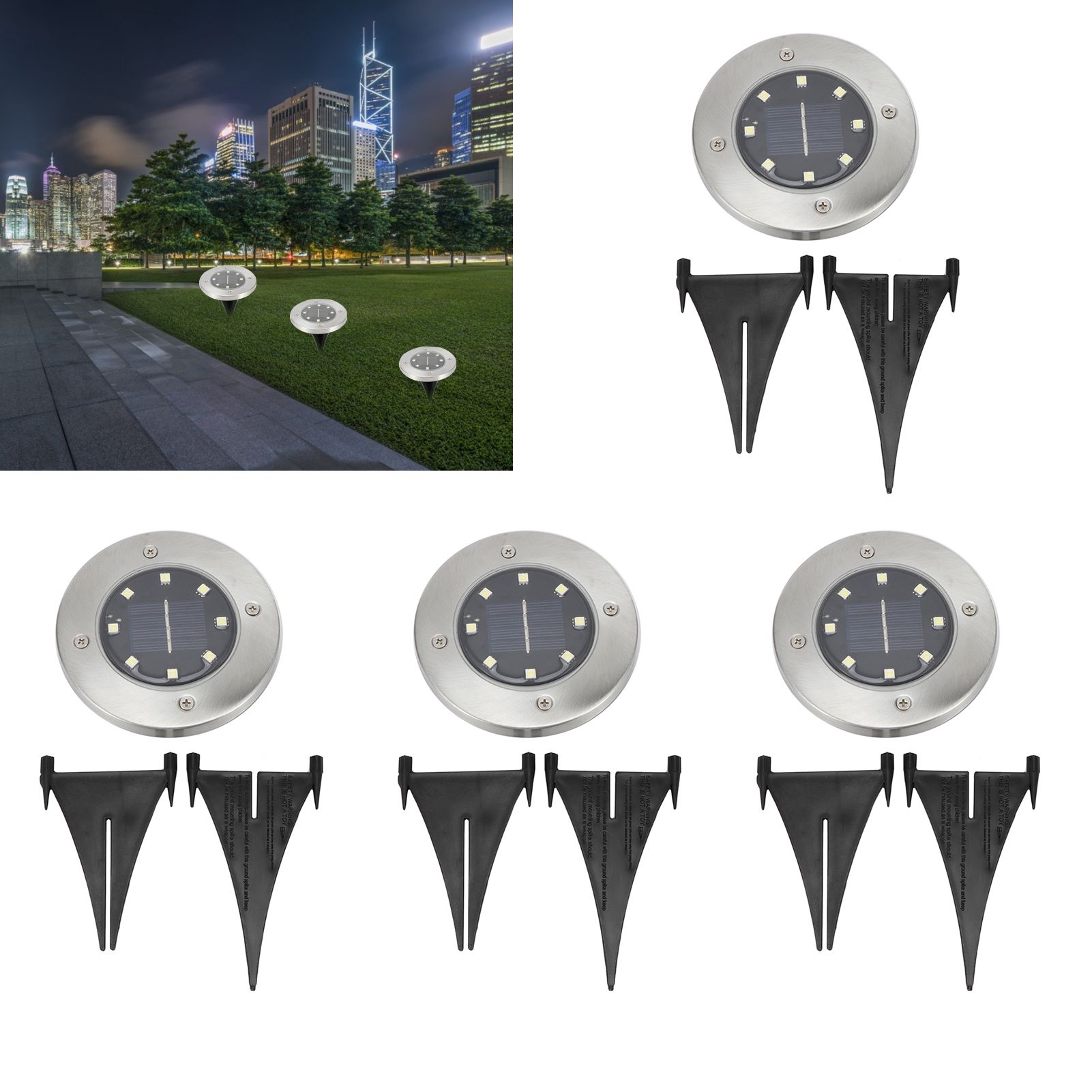 4Pcs 8LED Buried Lamp Waterproof Solar Ground Lights for Garden Yard Patio view 10