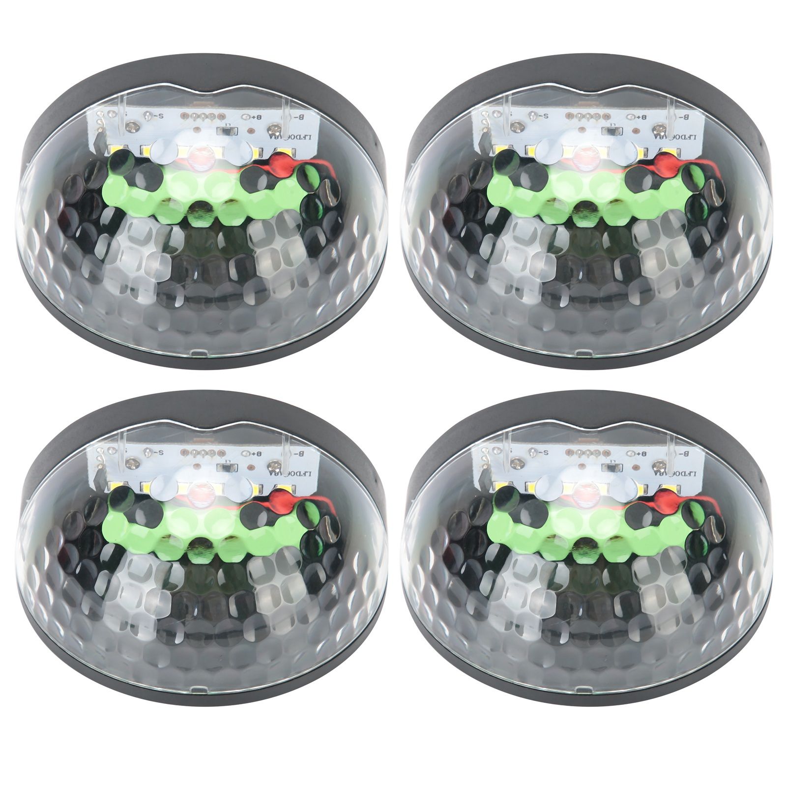 4Pcs Outdoor Waterproof Semicircle 6LED Solar Power Wall Lamp Black Shell