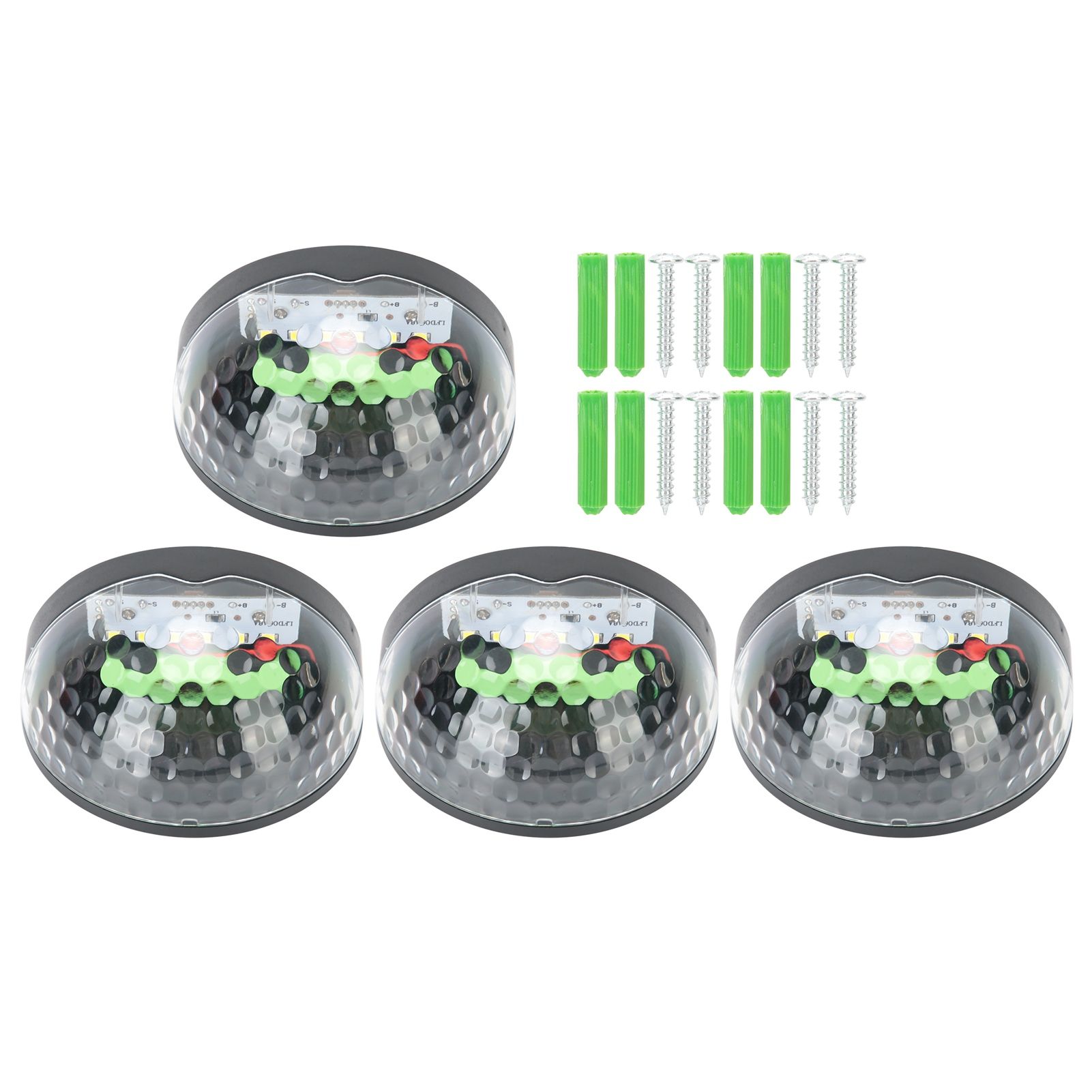 4Pcs Outdoor Waterproof Semicircle 6LED Solar Power Wall Lamp Black Shell view 2