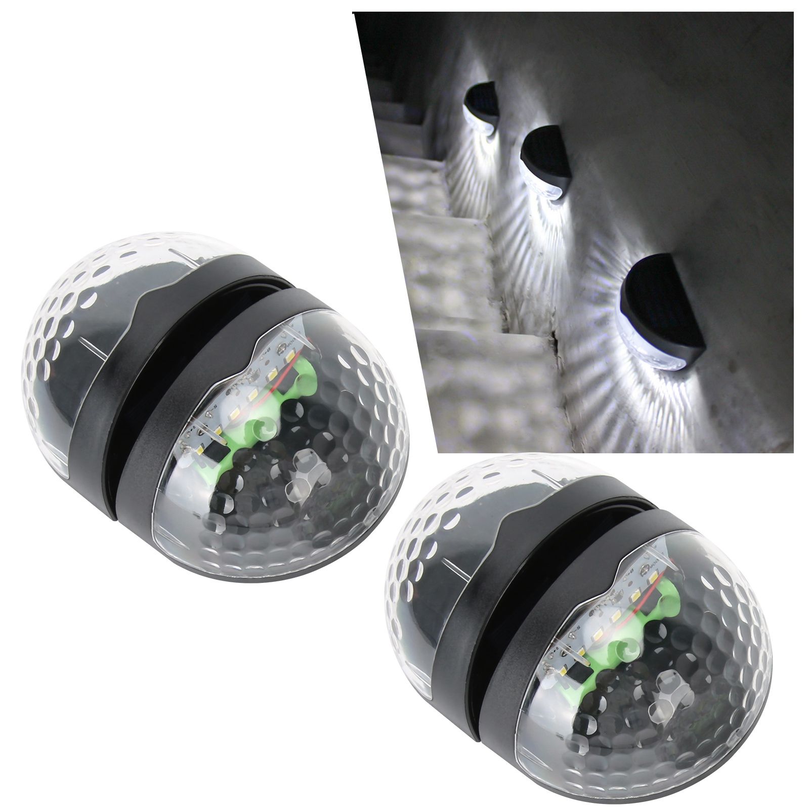 4Pcs Outdoor Waterproof Semicircle 6LED Solar Power Wall Lamp Black Shell view 9