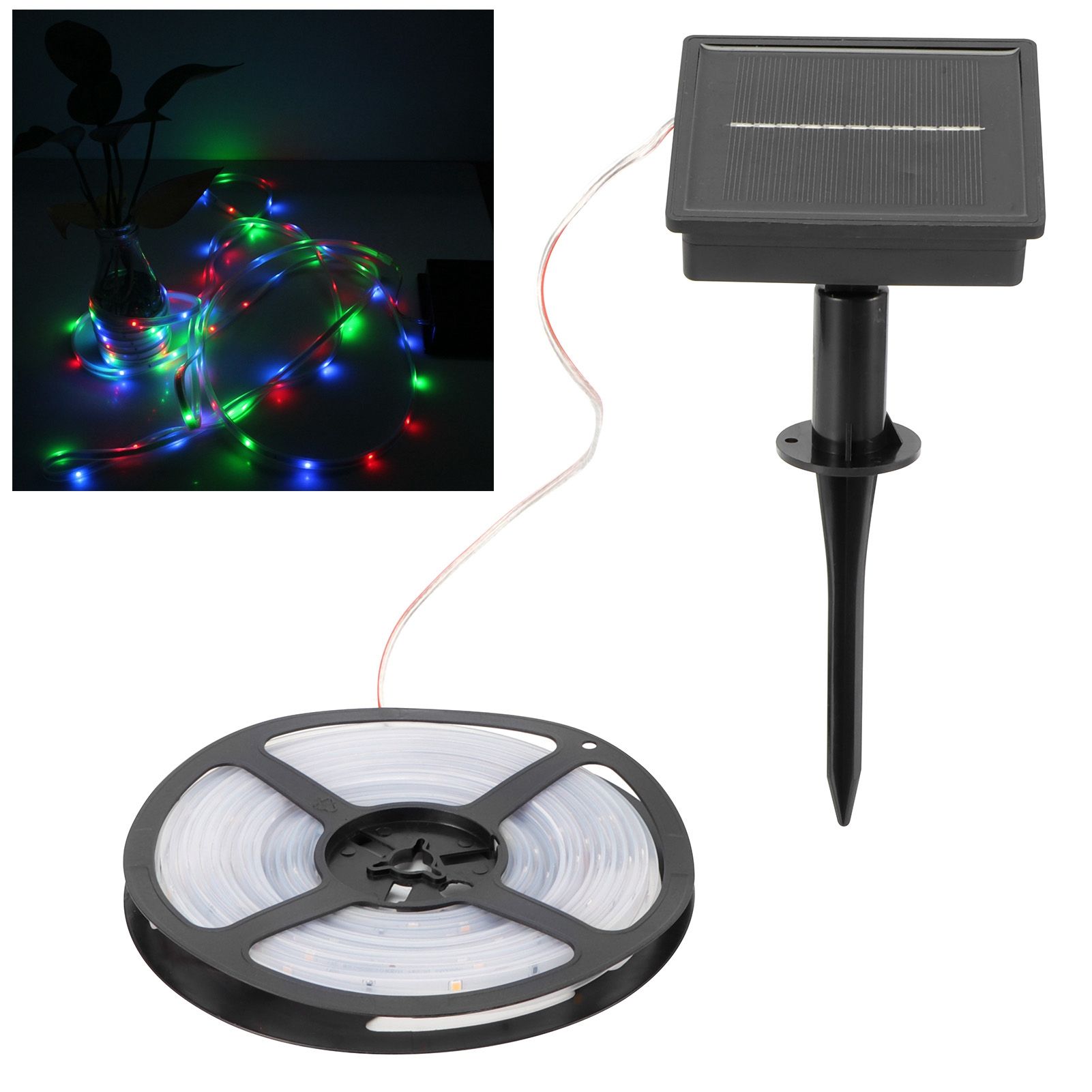 5M 100LED Solar Power Strip Lights Outdoor Waterproof High Brightness Colorful view 9