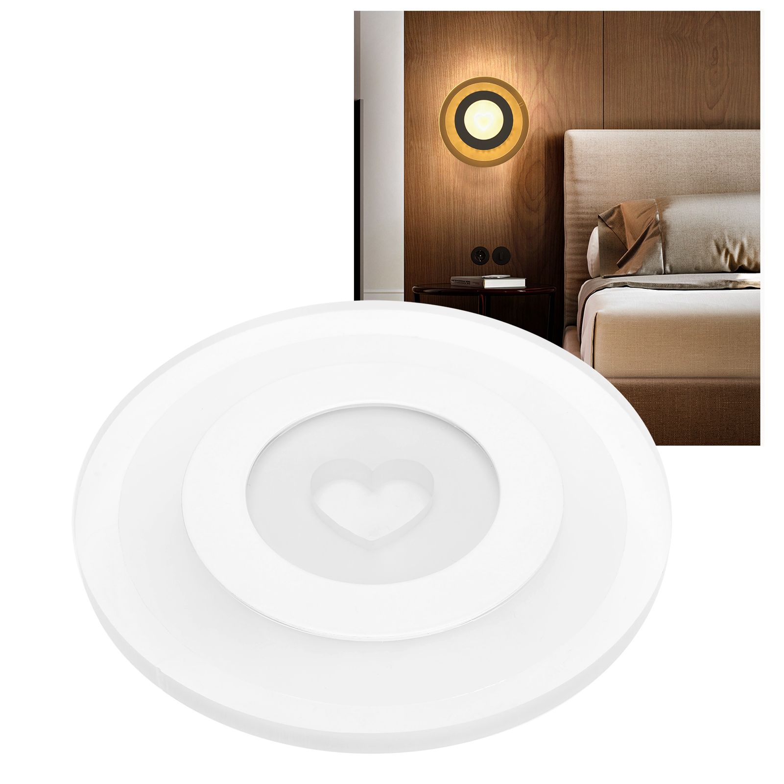 LED Wall Lamp Round Shape Heart Pattern Bedroom Living Room Corridor Wall view 10
