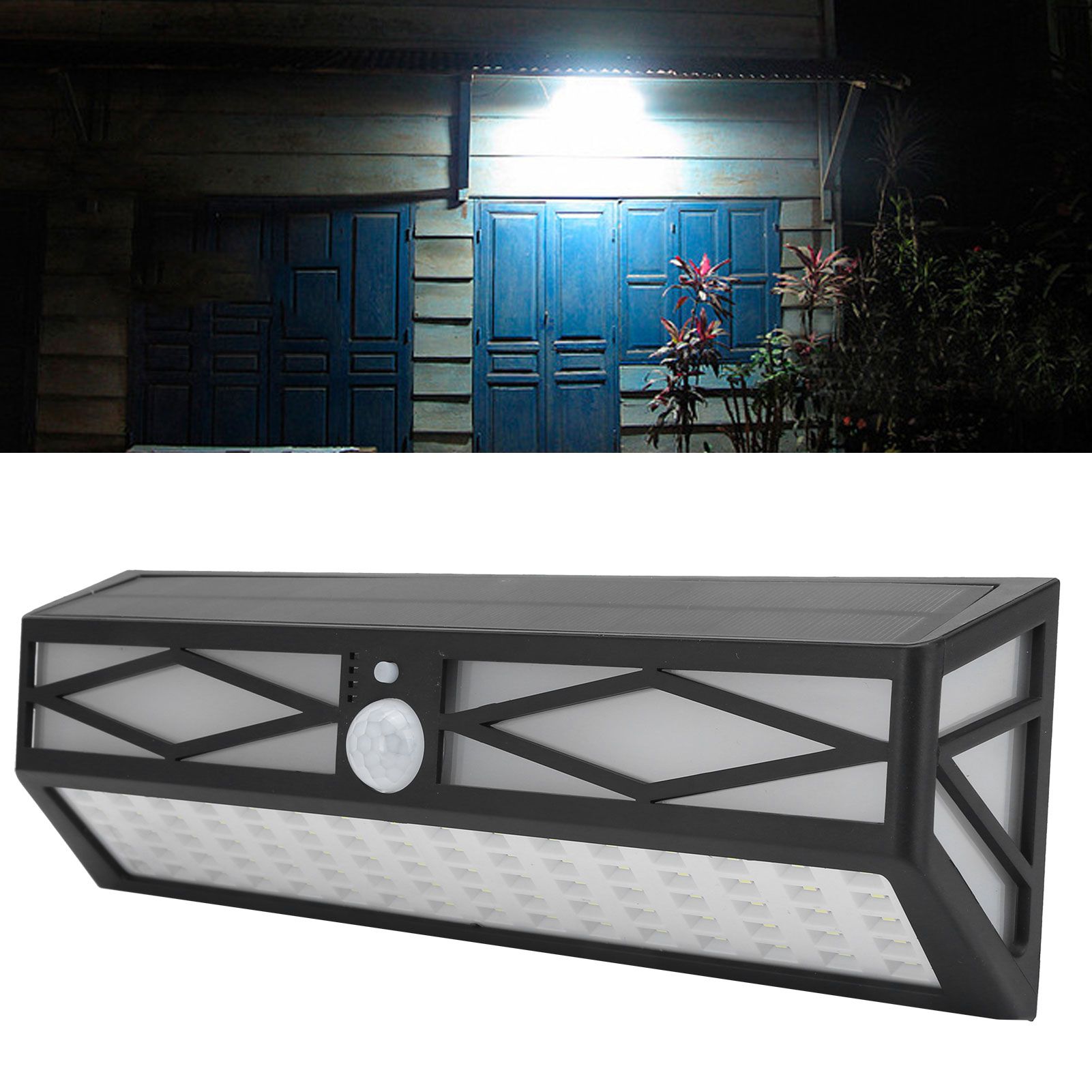 LED Solar Flame Wall Light 152LEDs Human Body Induction Waterproof Courtyard view 9