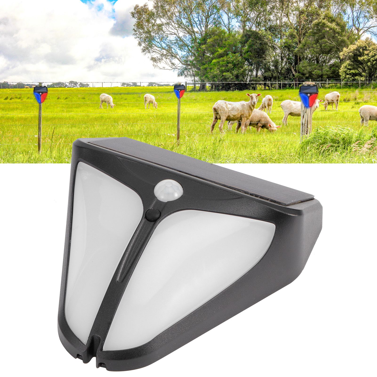 Solar Alarm Lamp Waterproof Human Body Induction Light for Outdoor Yard Farm view 9