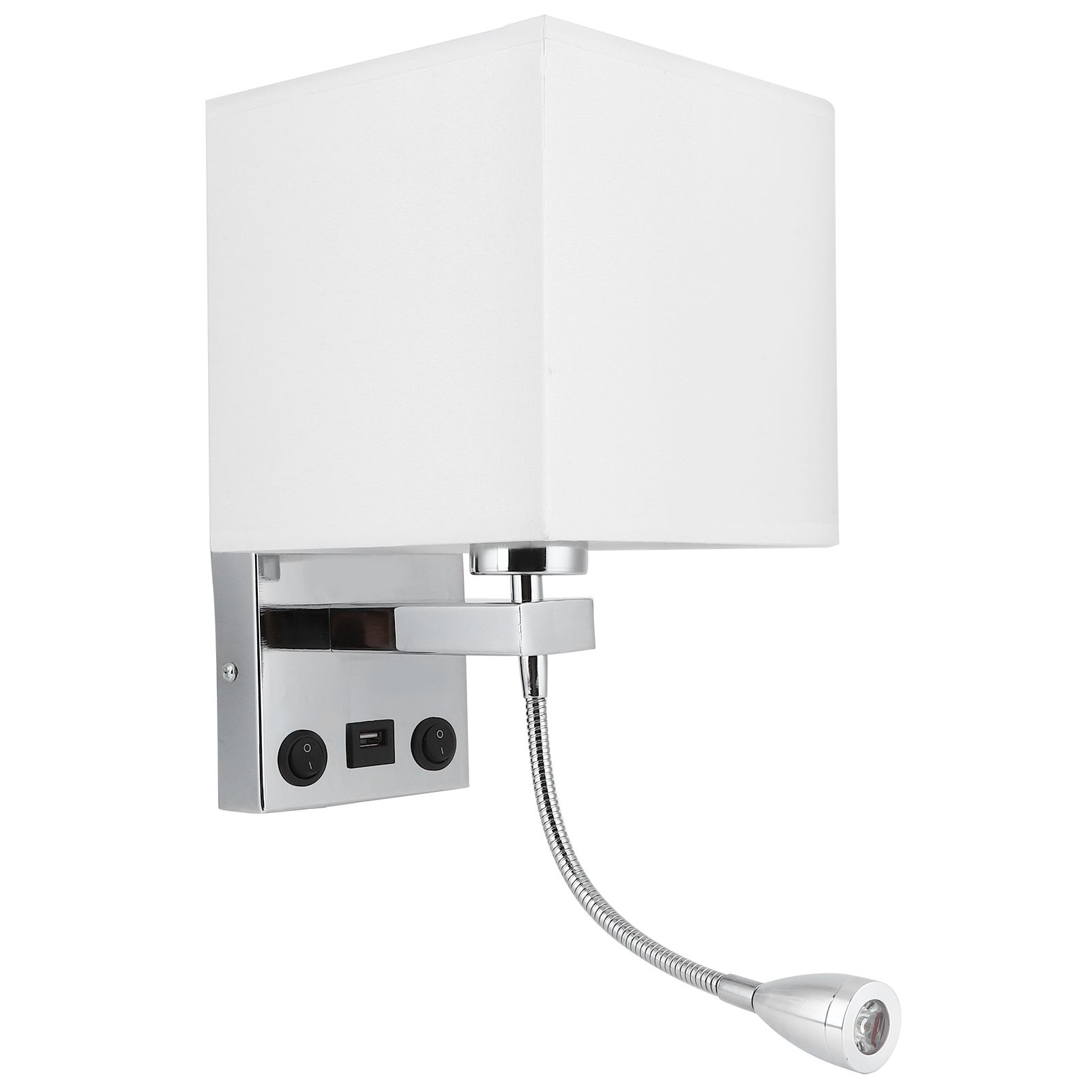 LED Wall Light Modern Fabric Lampshade USB Bedroom Bedside Reading Sconce E27 view 5