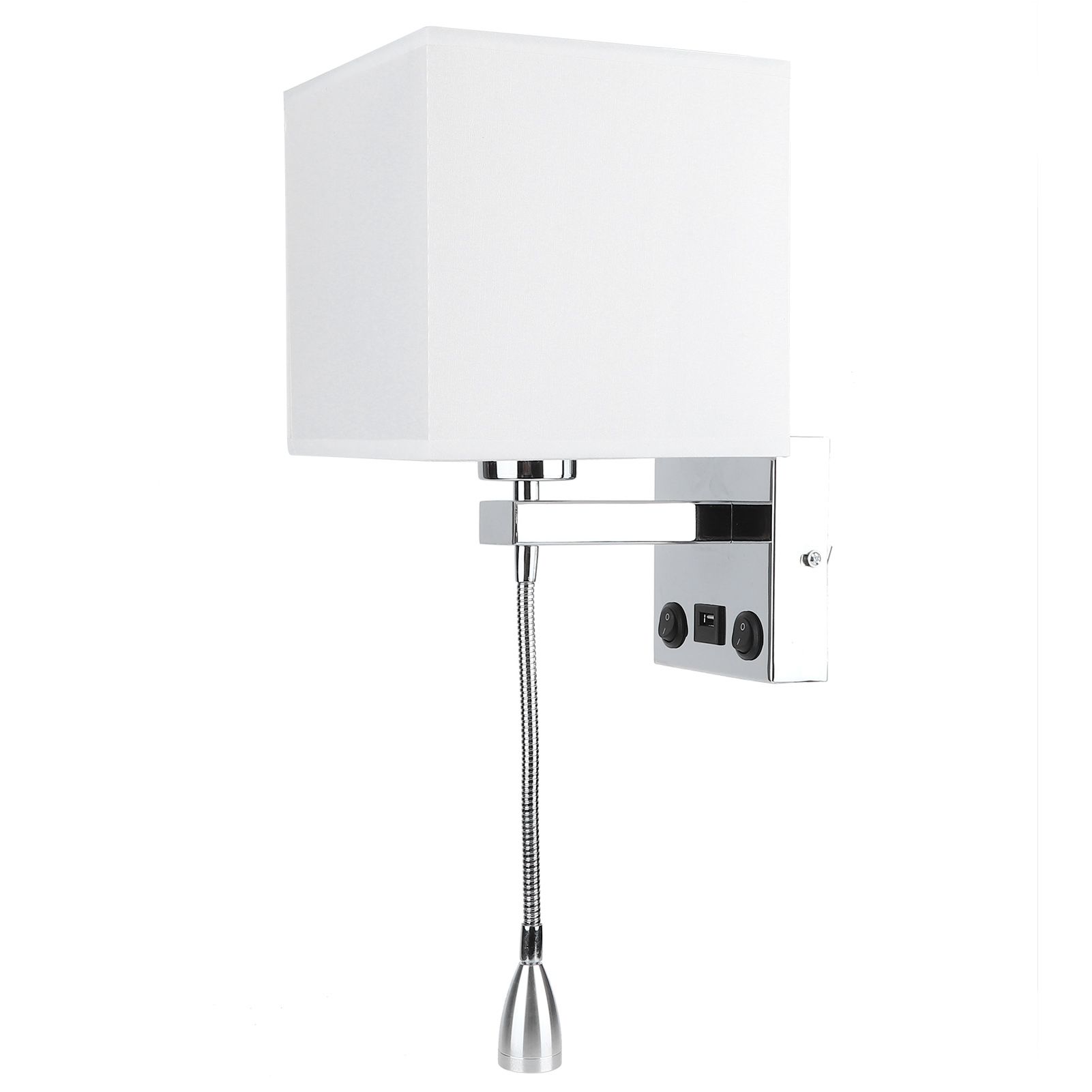 LED Wall Light Modern Fabric Lampshade USB Bedroom Bedside Reading Sconce E27 view 6
