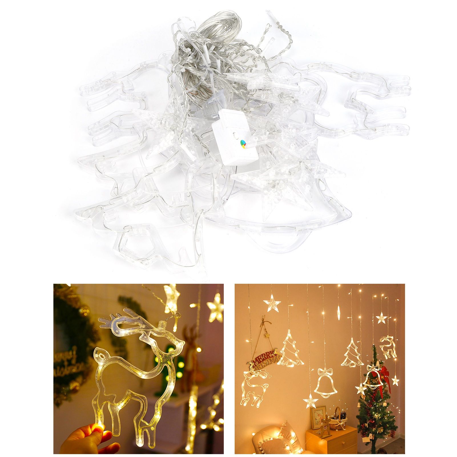 2Pcs 3.5m String Lights LED Christmas Curtain Light for Home Living Room Party view 9