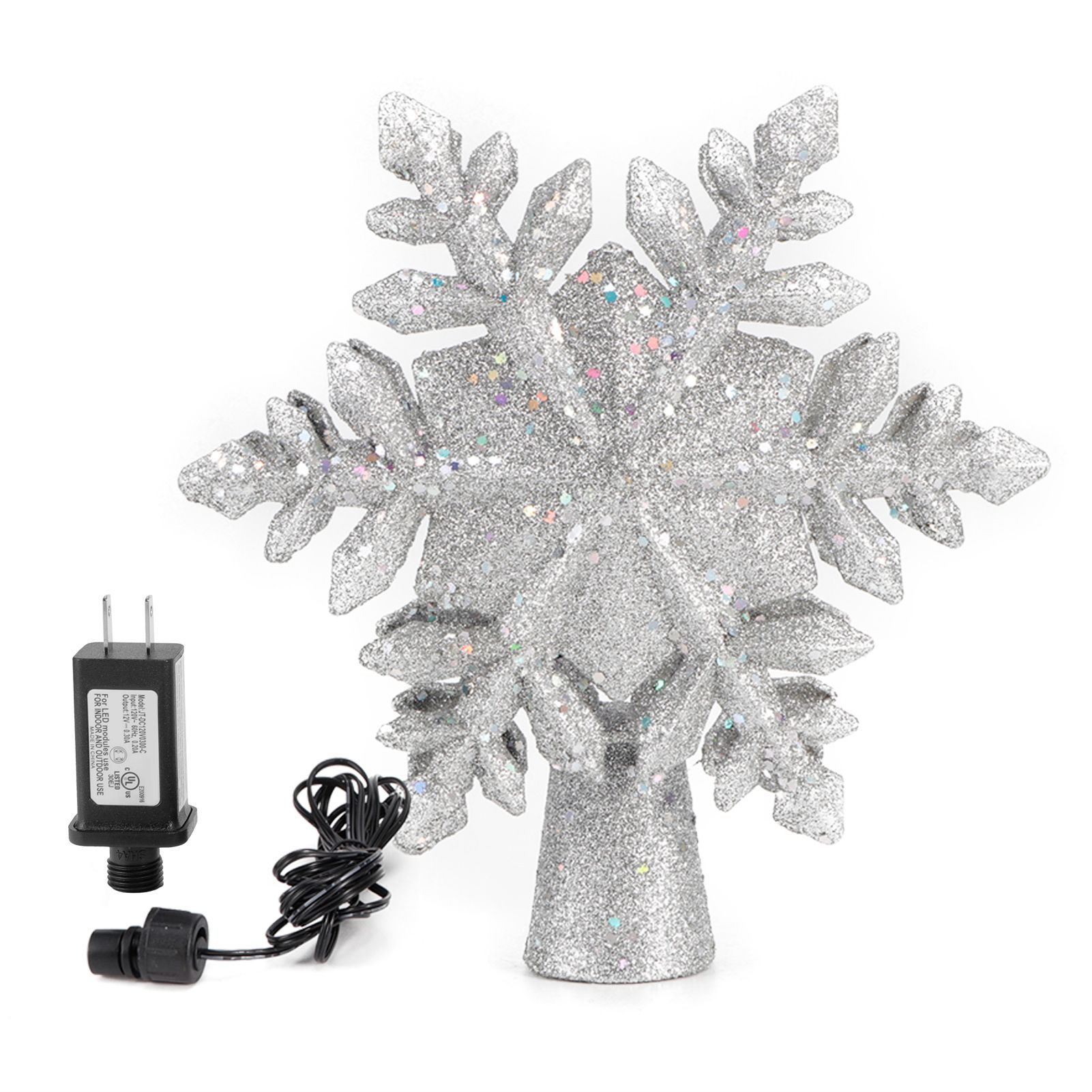 Christmas Tree Topper Projector Light LED Rotating Snowflake Projection Lamp view 2