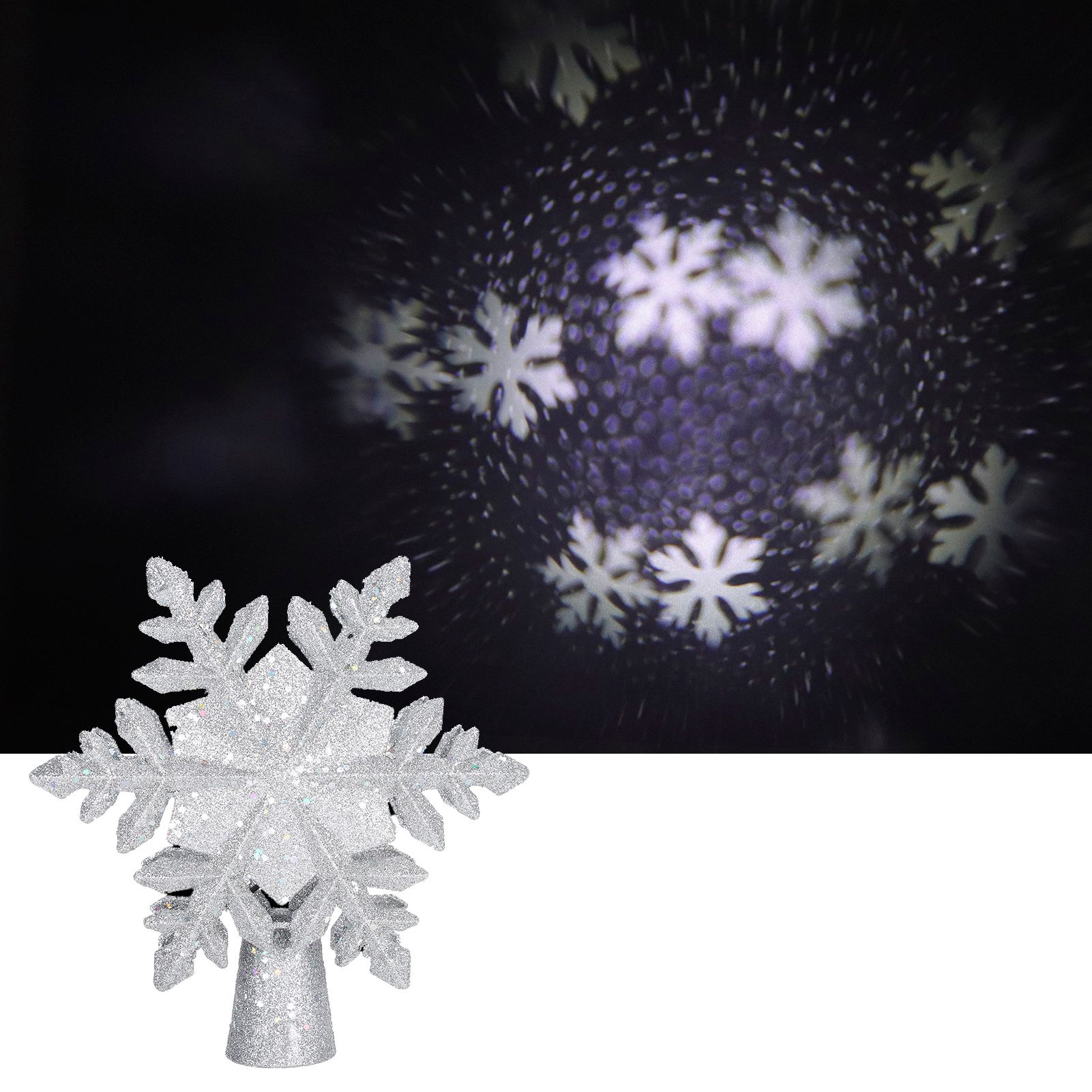 Christmas Tree Topper Projector Light LED Rotating Snowflake Projection Lamp view 10