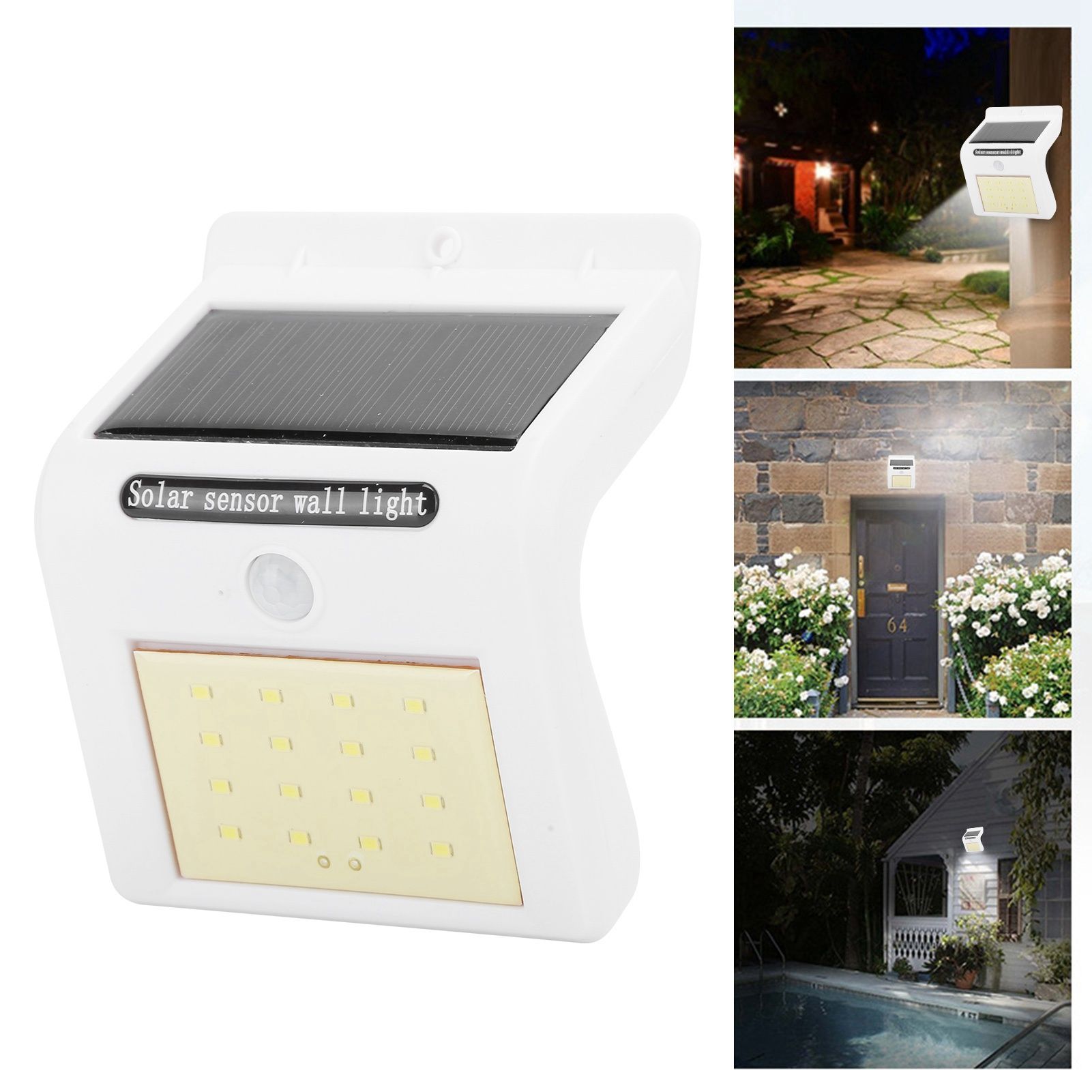 16LED 2 in 1 Courtyard Wall Lamp Human Body and Infrared Induction Outdoor view 9