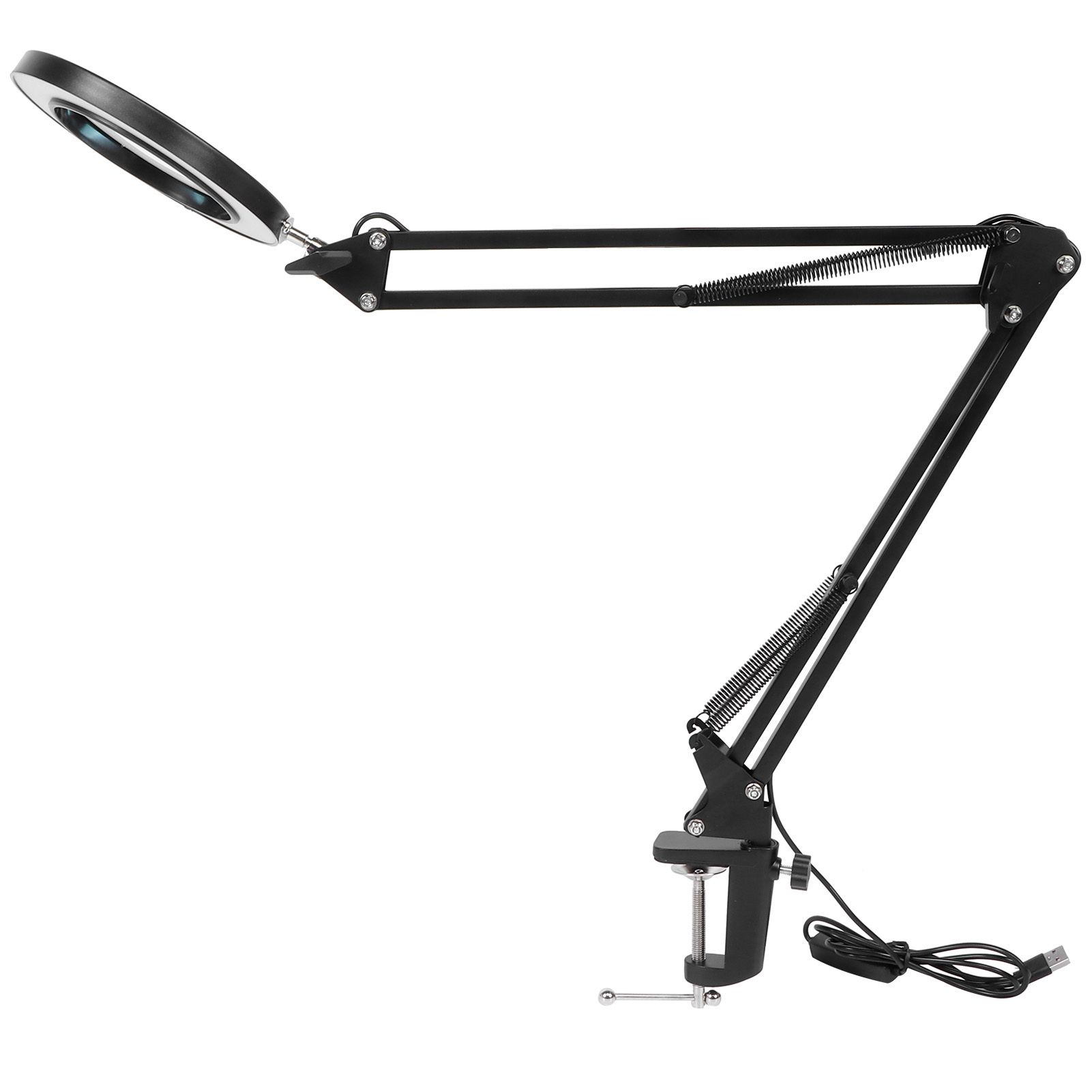 LED 5X Magnifying Lamp with Clamp USB Dimmable Desk Magnifier Light for view 4