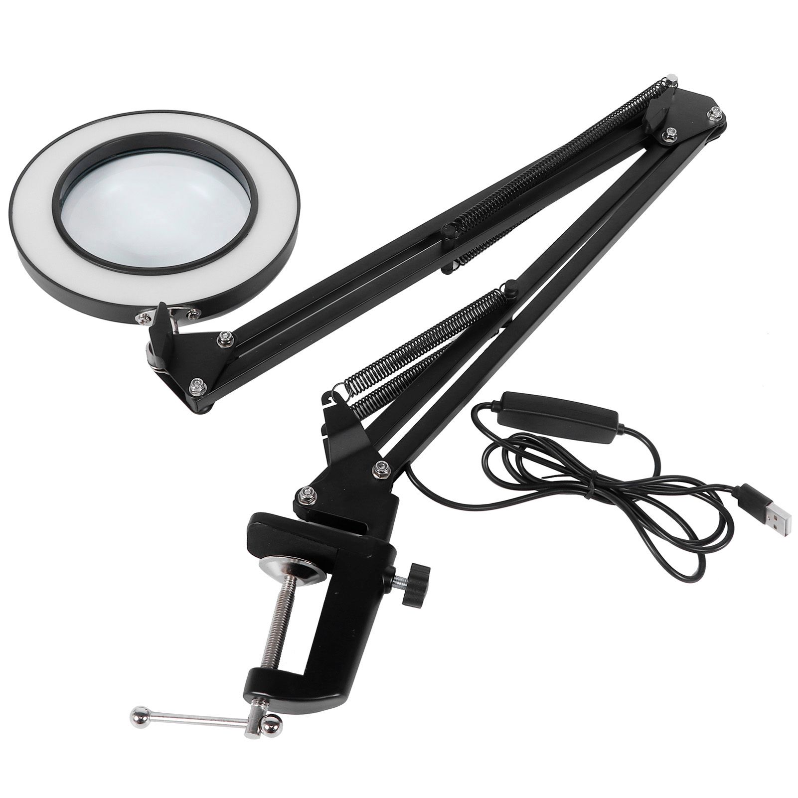 LED 5X Magnifying Lamp with Clamp USB Dimmable Desk Magnifier Light for view 7