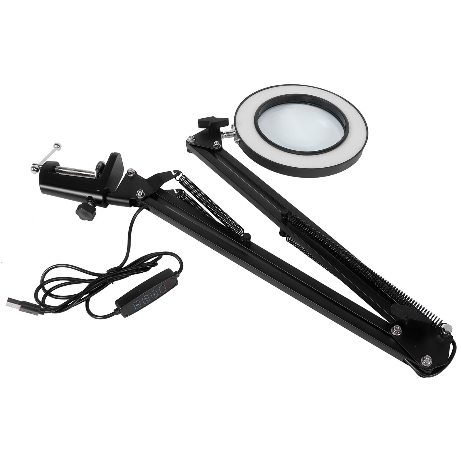 LED 5X Magnifying Lamp with Clamp USB Dimmable Desk Magnifier Light for view 8