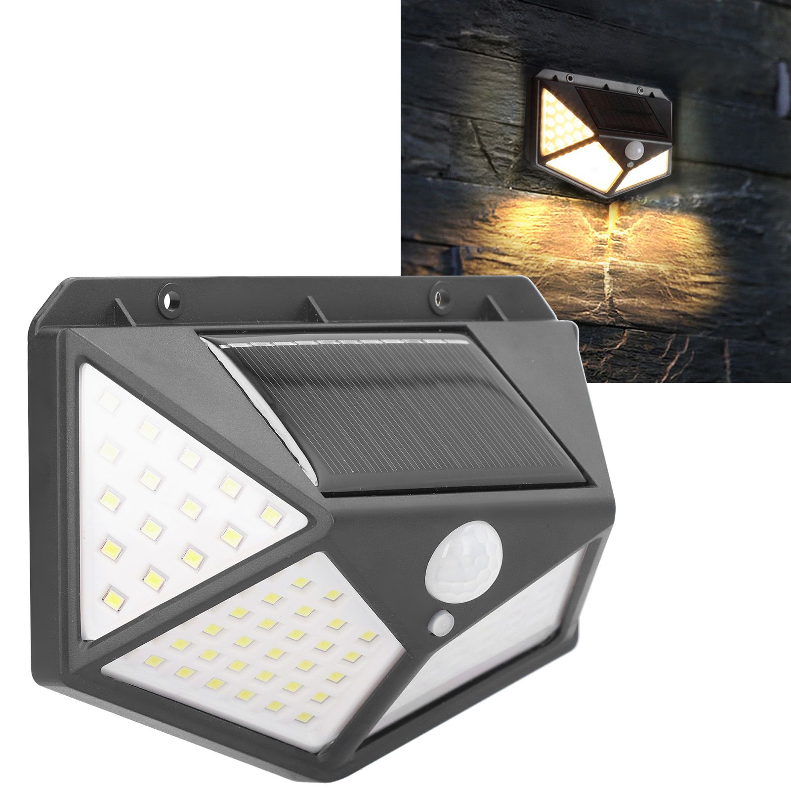 100LED Wall Lamp Solar Powered Human Body Induction Light Waterproof for view 9