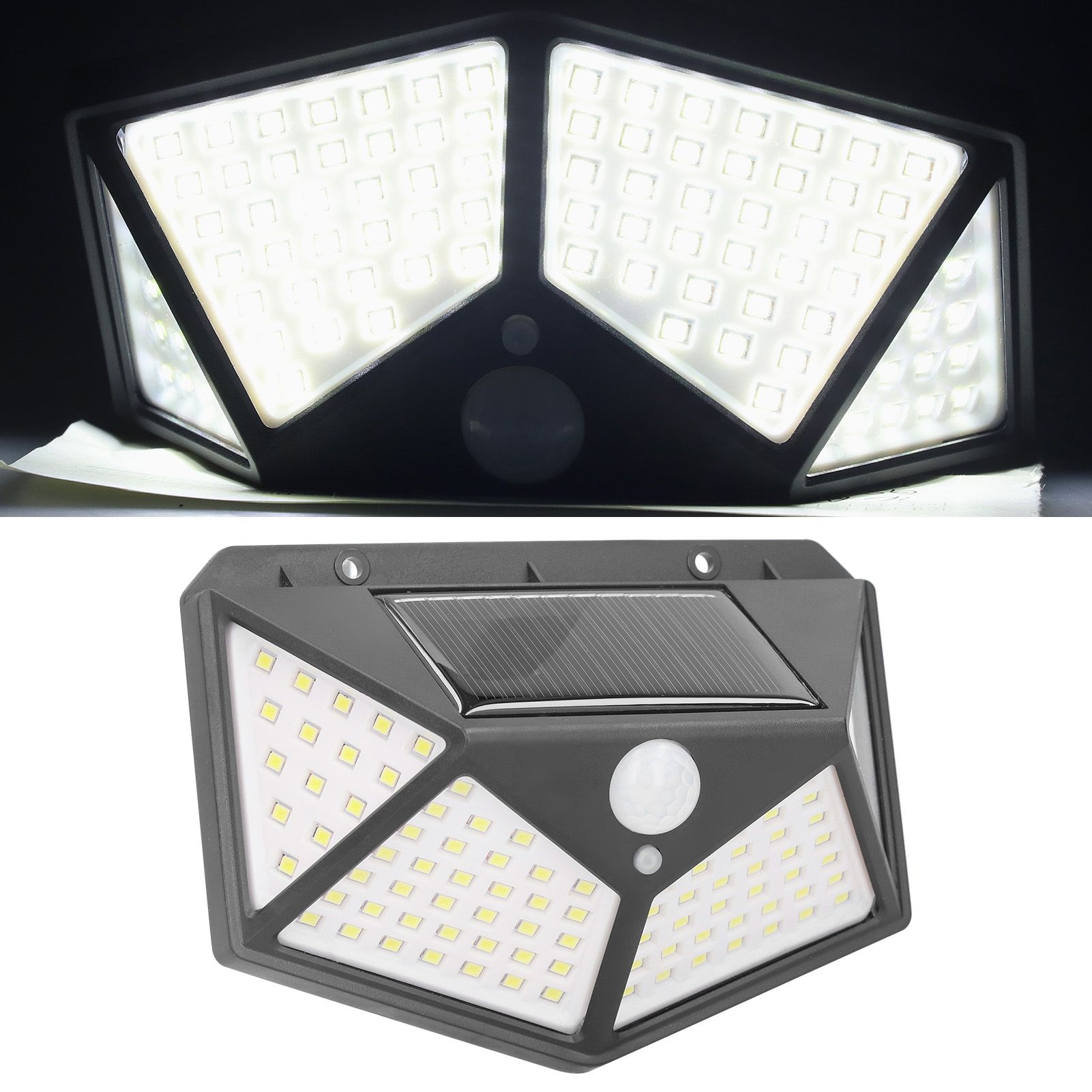 100LED Wall Lamp Solar Powered Human Body Induction Light Waterproof for view 10