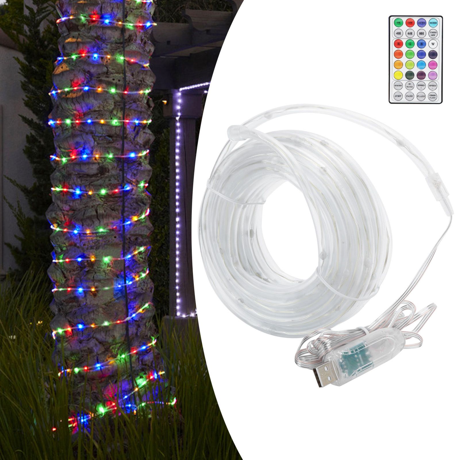 10m RGB LED Rope Light Waterproof USB Remote Colorful String Lights Outdoor view 9