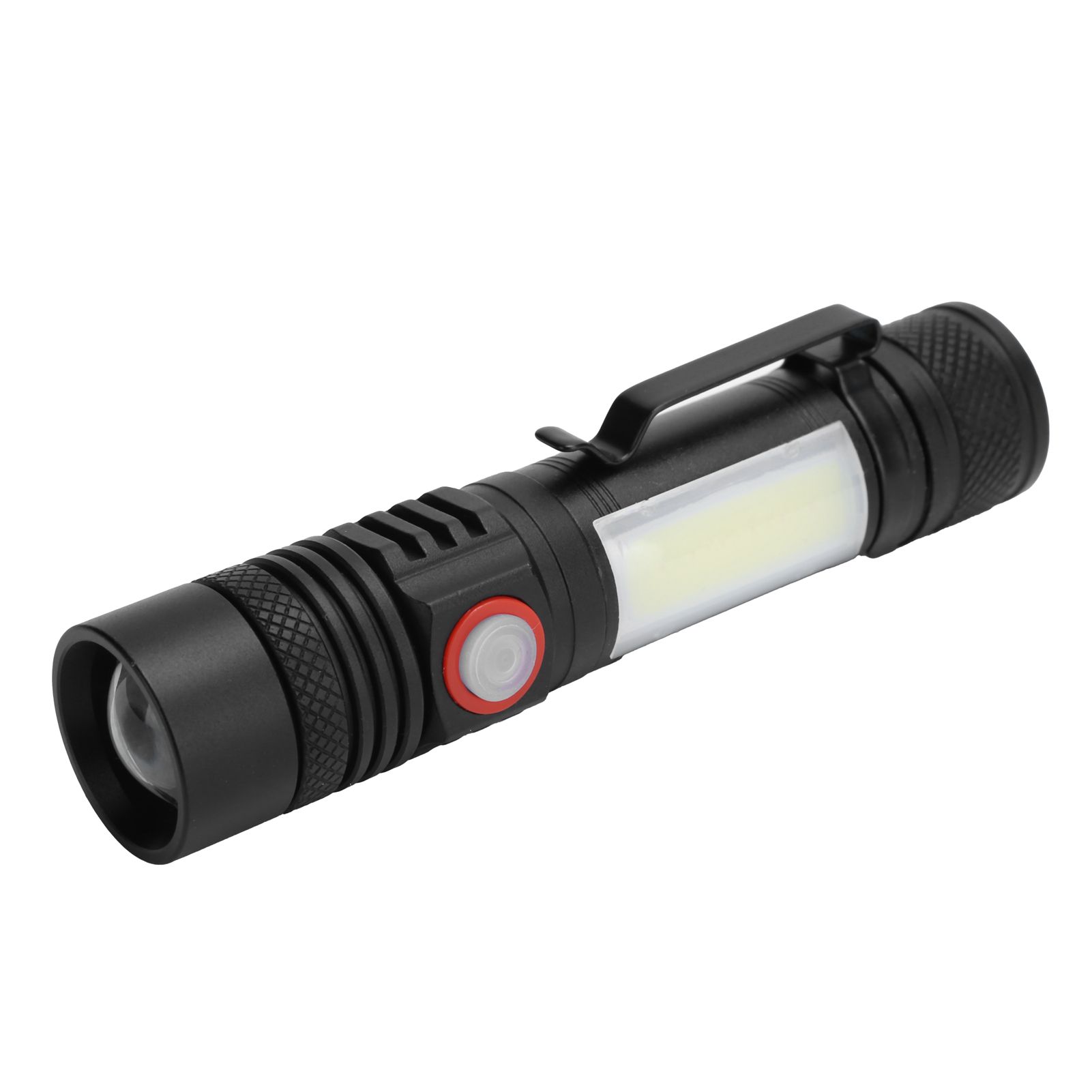 T6+COB Electric Torch Telescopic Zoom Powerful Flashlight Dual Light Sources