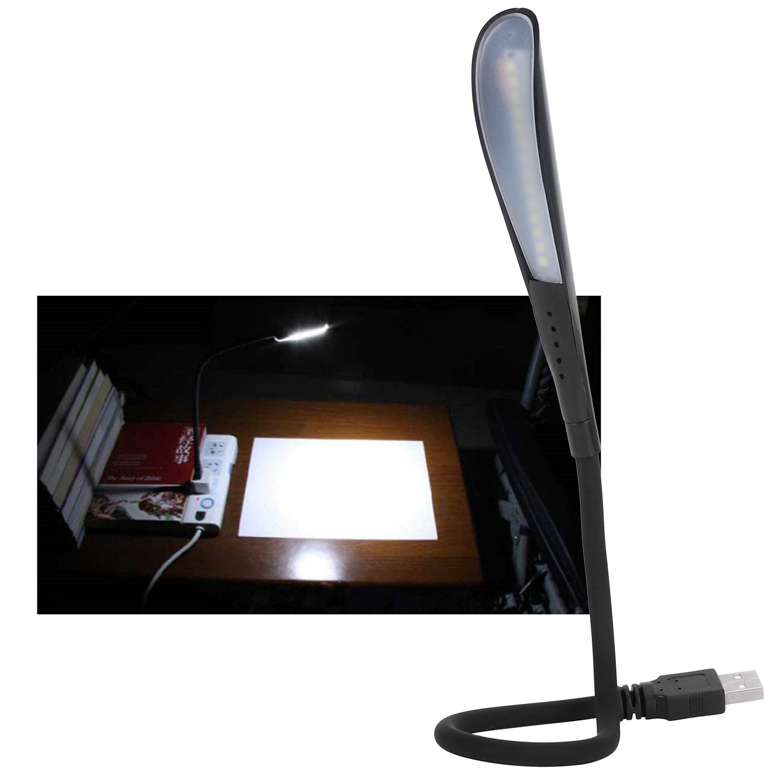 USB Reading Light 14LED Night Lamp Adjustable Brightness Flexible W/Touch view 10