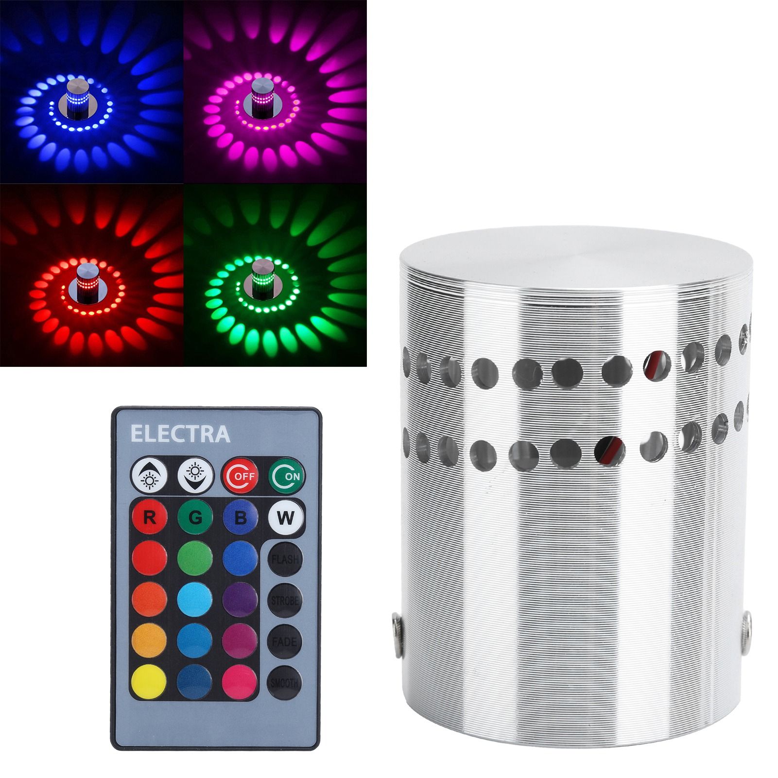 3W RGB Spiral LED Ceiling Light Wireless Remote Control Dimmable Wall Lamp view 9