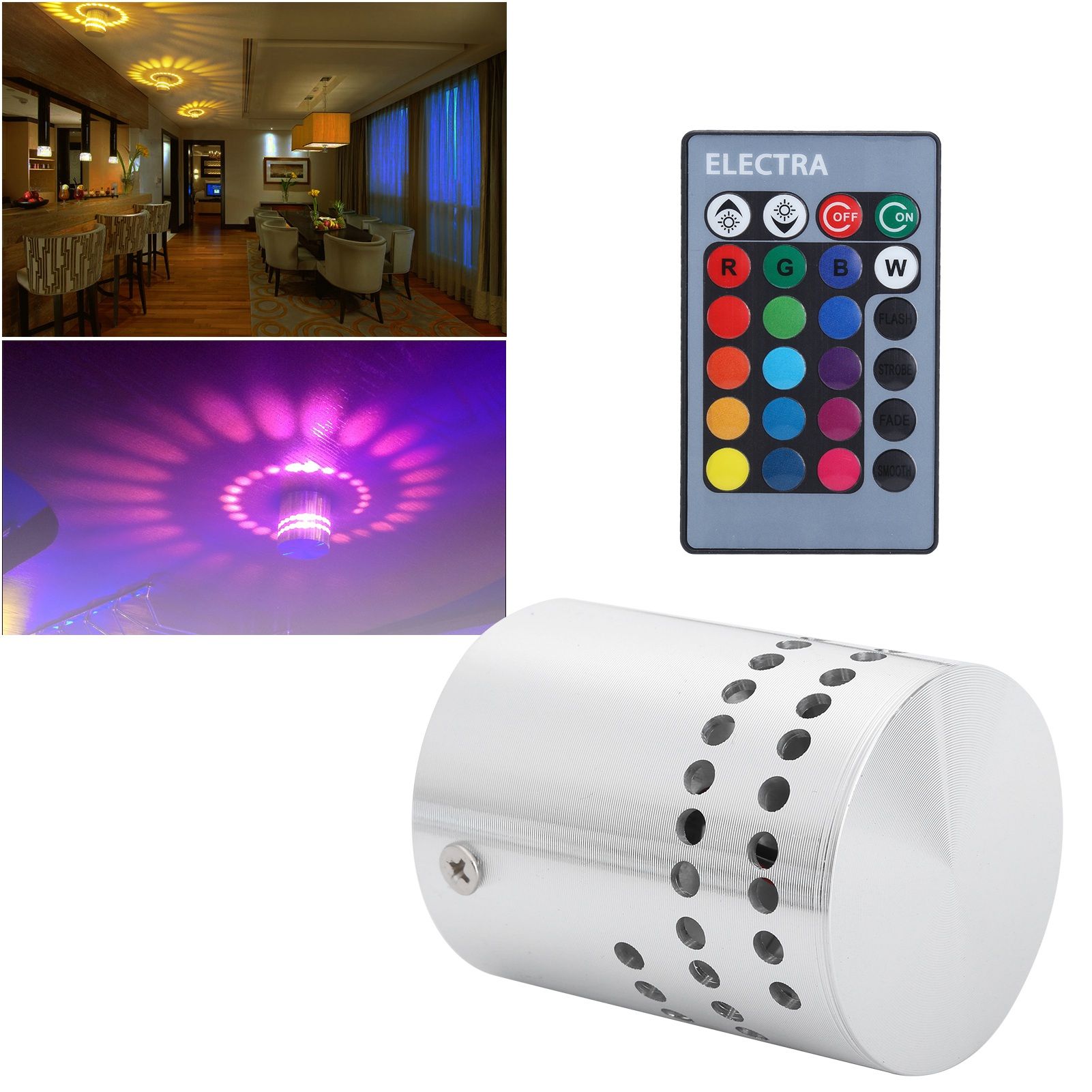 3W RGB Spiral LED Ceiling Light Wireless Remote Control Dimmable Wall Lamp view 10
