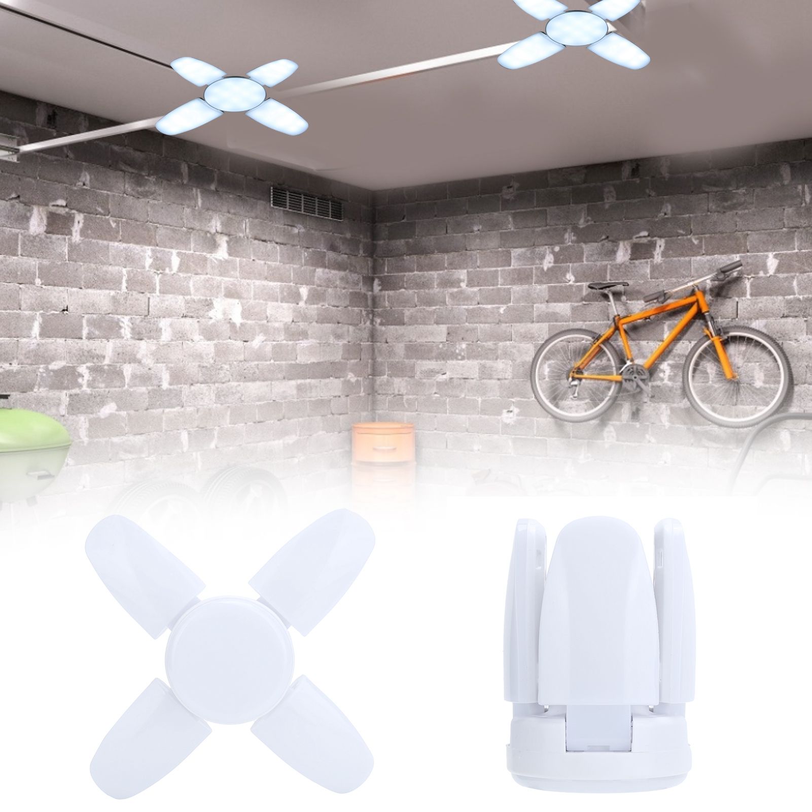 2Pcs 28W 2800LM LED Deformable Garage Fan Shape Light Bulb Warehouse Ceiling Lamp view 10