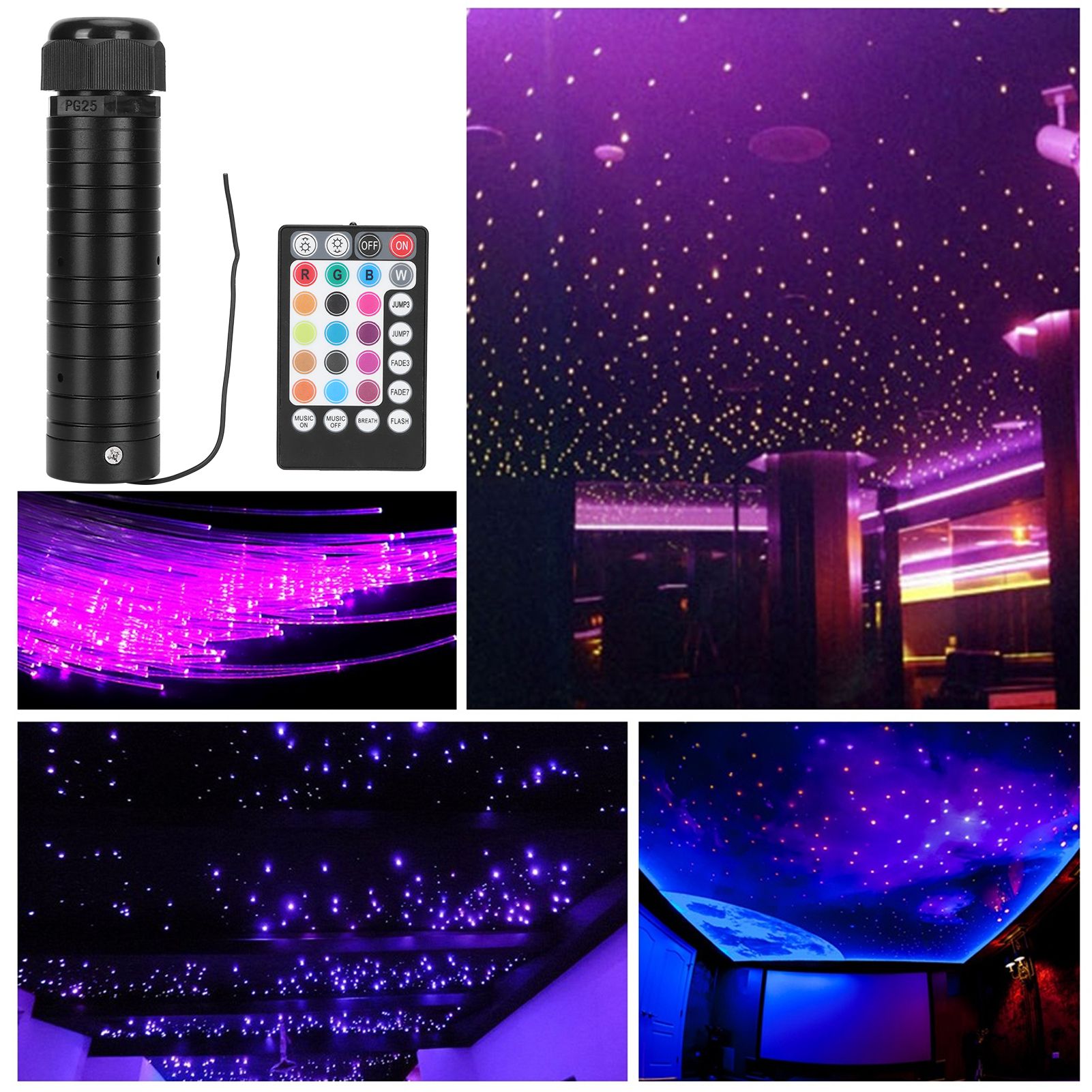 12V Car LED Fiber Optic Lamp Source Device Ceiling Colorful Lighting with view 9