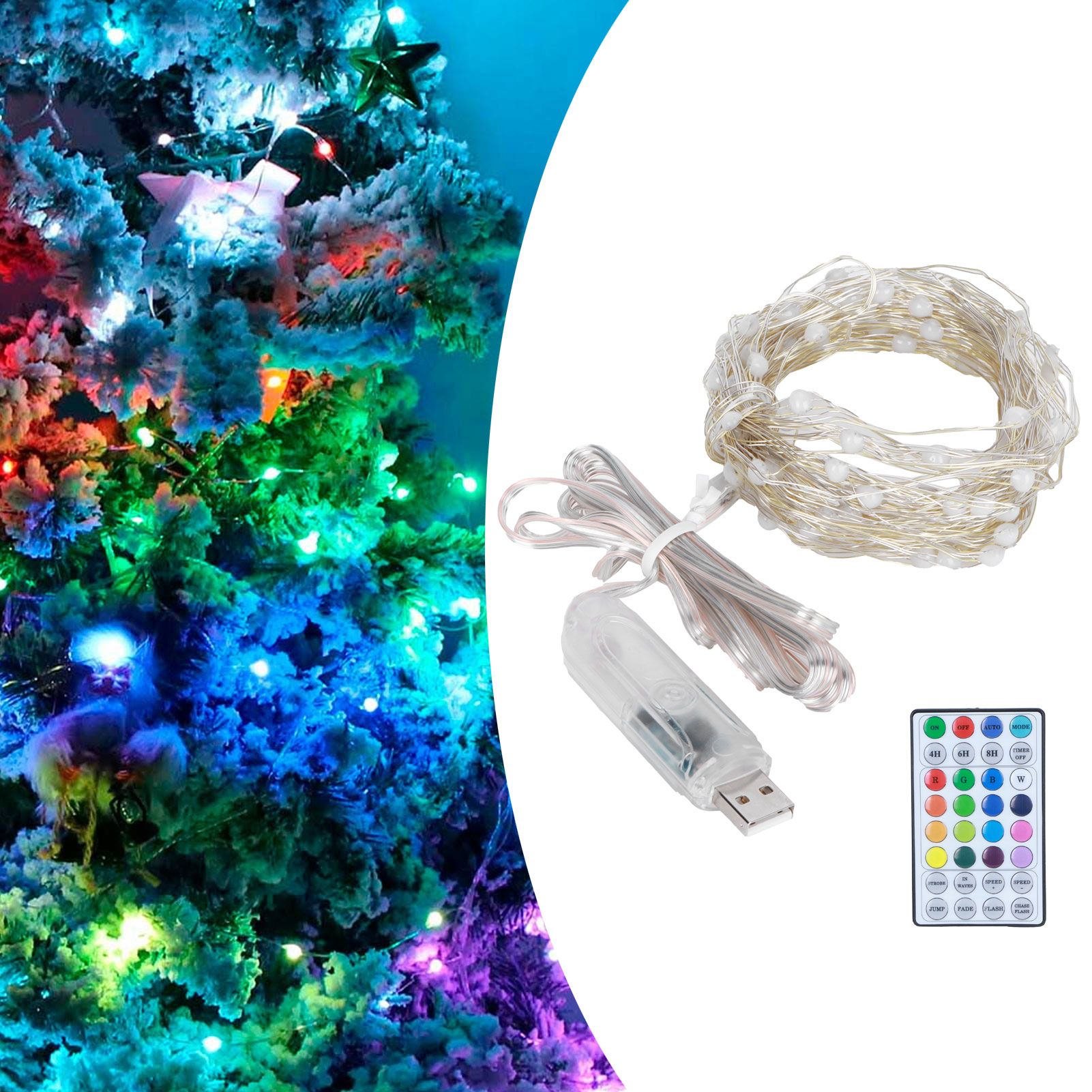 32.8ft 100LED String Light 16 Colors USB Remote Control IP44 Waterproof Lamp view 10