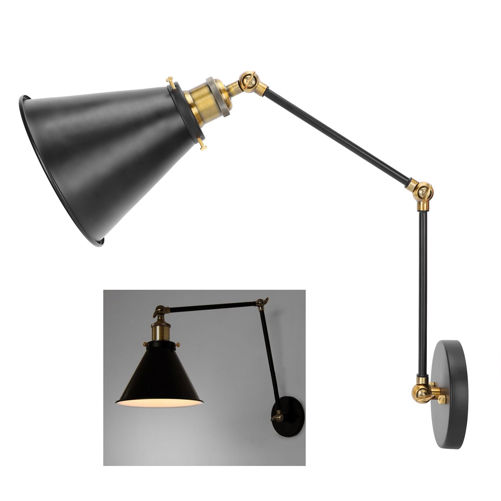 Wall Sconce E27 Vintage Industrial Metal Wall Lamp Arm Adjustable Bedside view 9