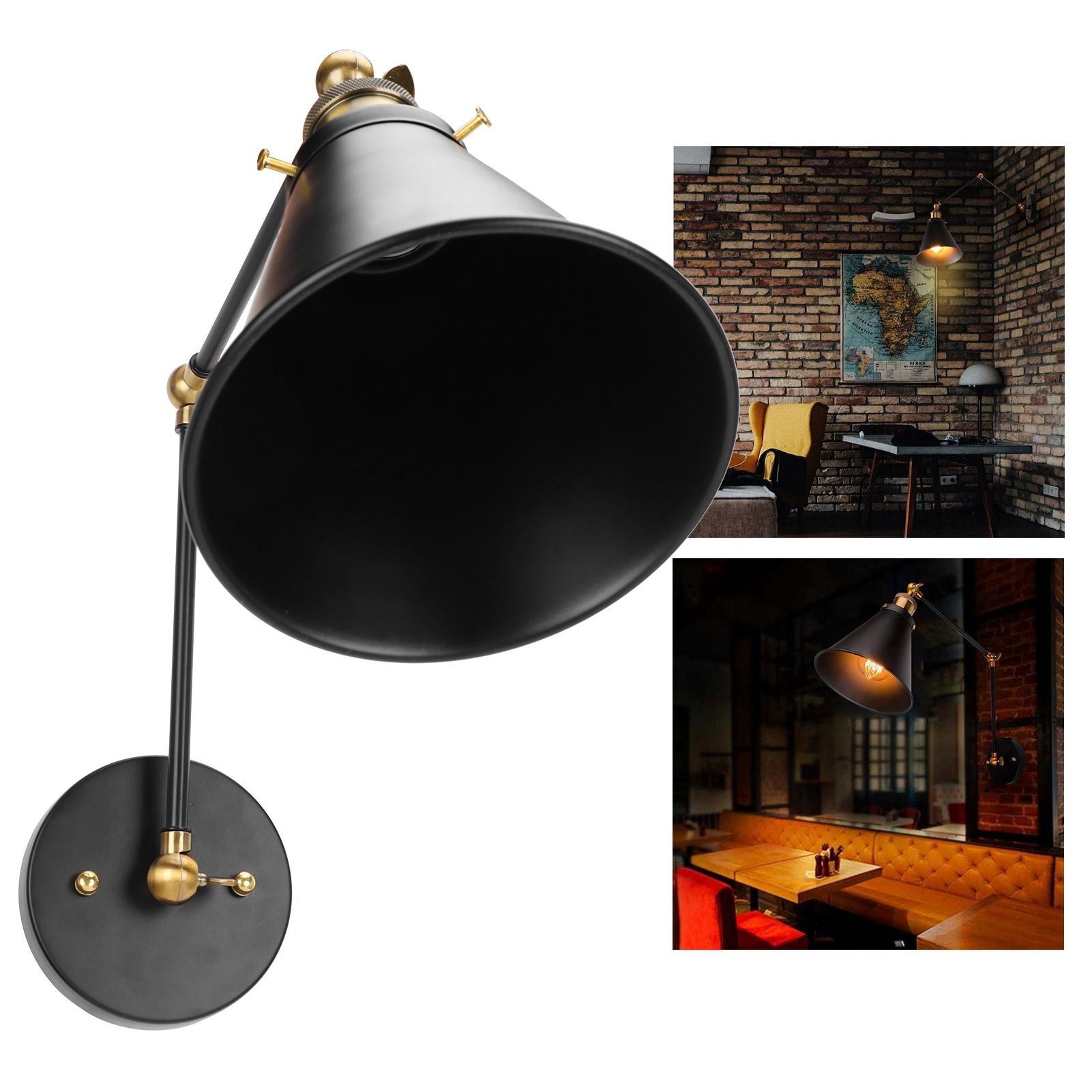 Wall Sconce E27 Vintage Industrial Metal Wall Lamp Arm Adjustable Bedside view 10