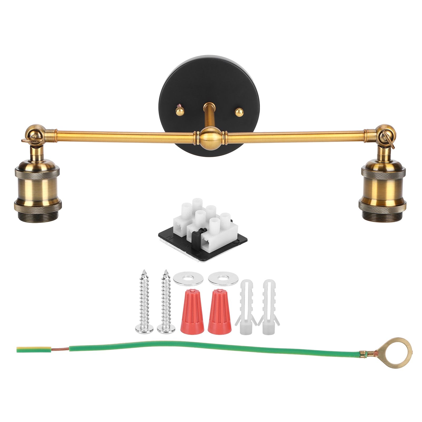 E27 Double Heads Wall Light Retro Style Wrought Iron Decorative Wall Lamp view 2