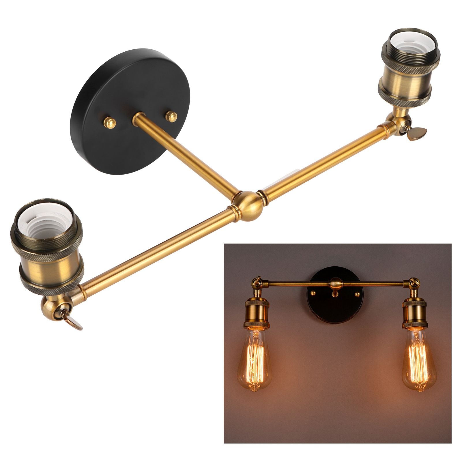 E27 Double Heads Wall Light Retro Style Wrought Iron Decorative Wall Lamp view 10