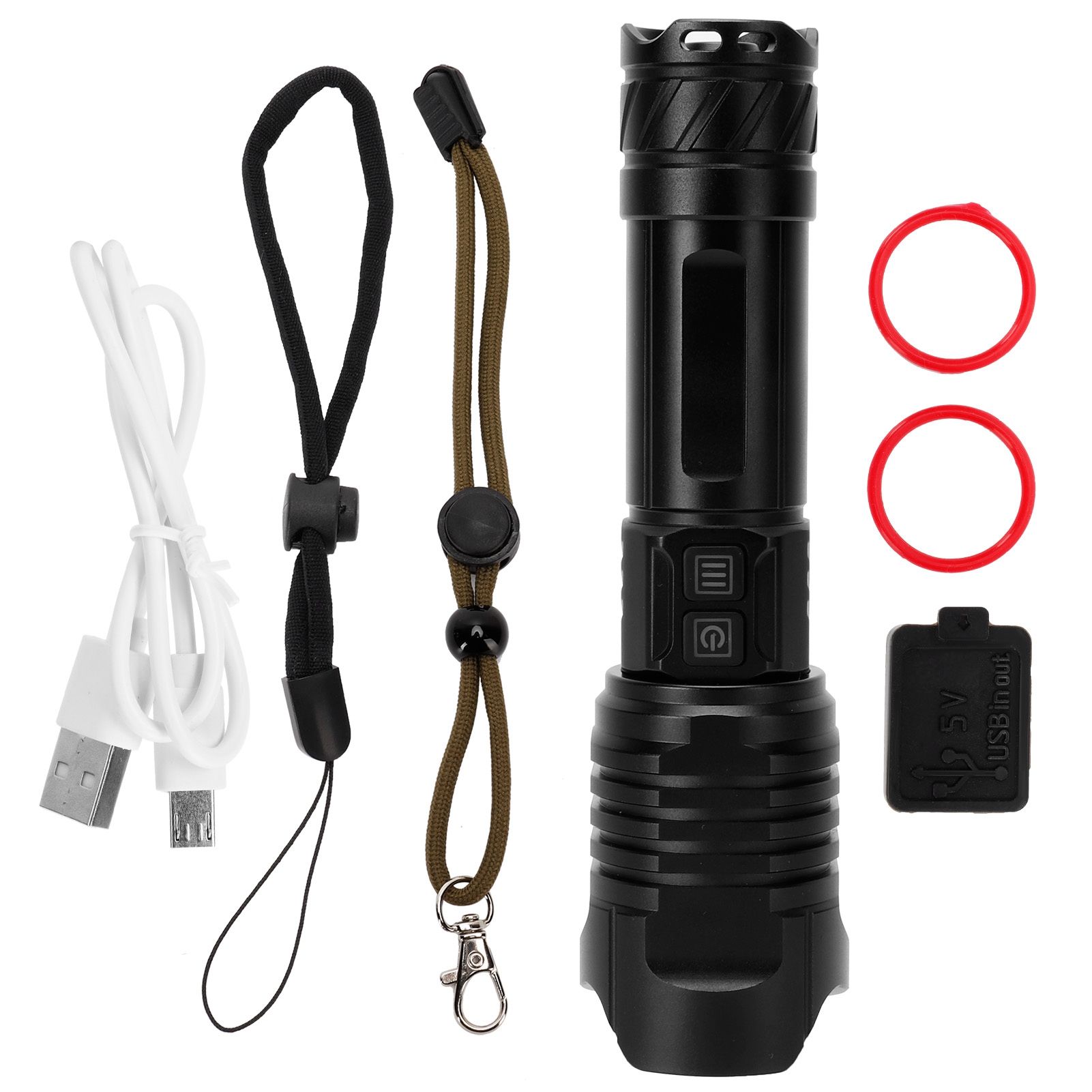 P99 Retractable Zoom Flashlight Aluminum Alloy USB Charging Flashlight for Outdoor view 2