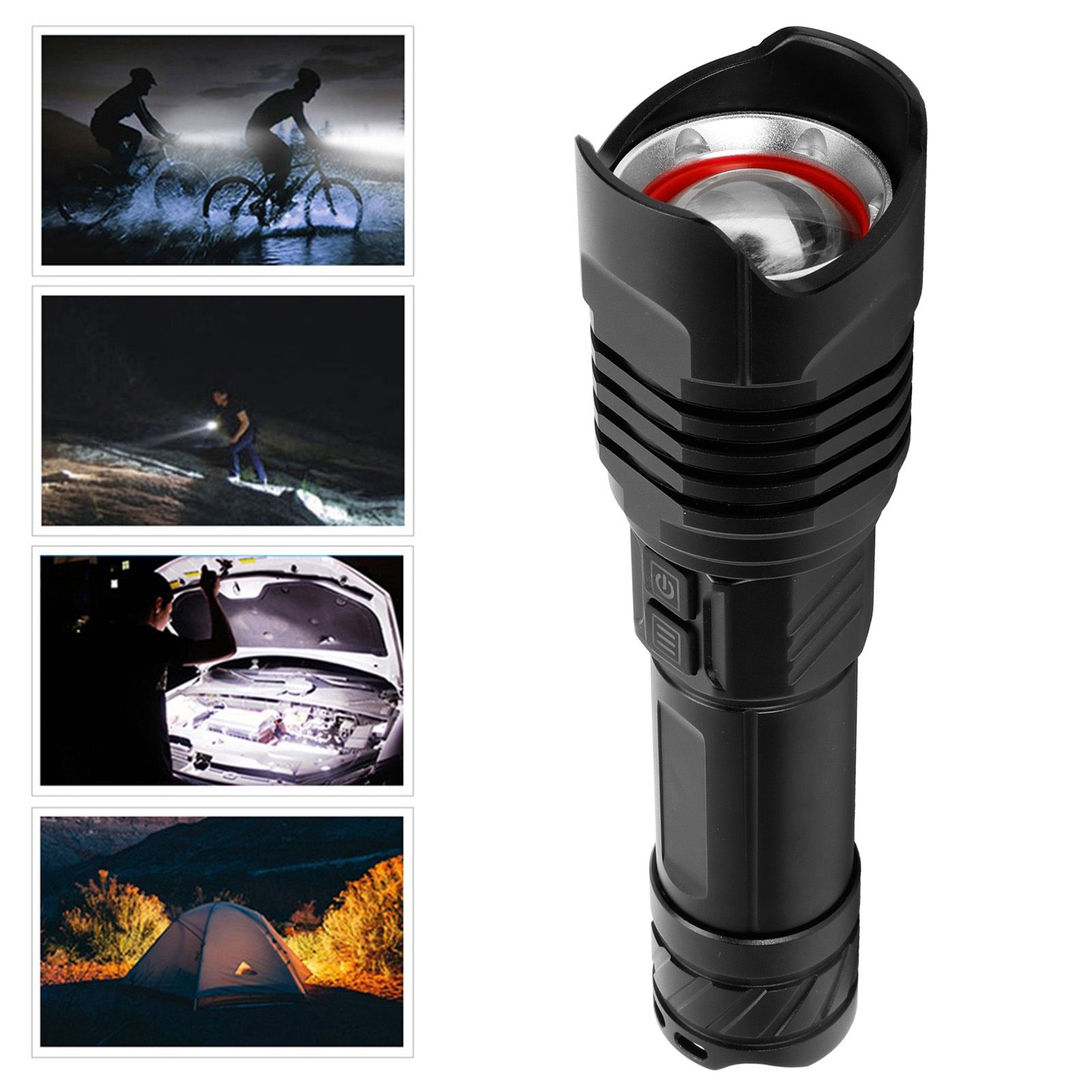 P99 Retractable Zoom Flashlight Aluminum Alloy USB Charging Flashlight for Outdoor view 9
