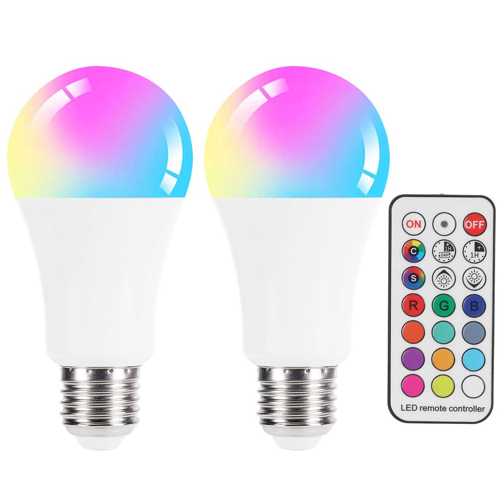 2PCS E27 LED Bulb 10W Colorful RGB Bulb with Remote Control for Home view 2