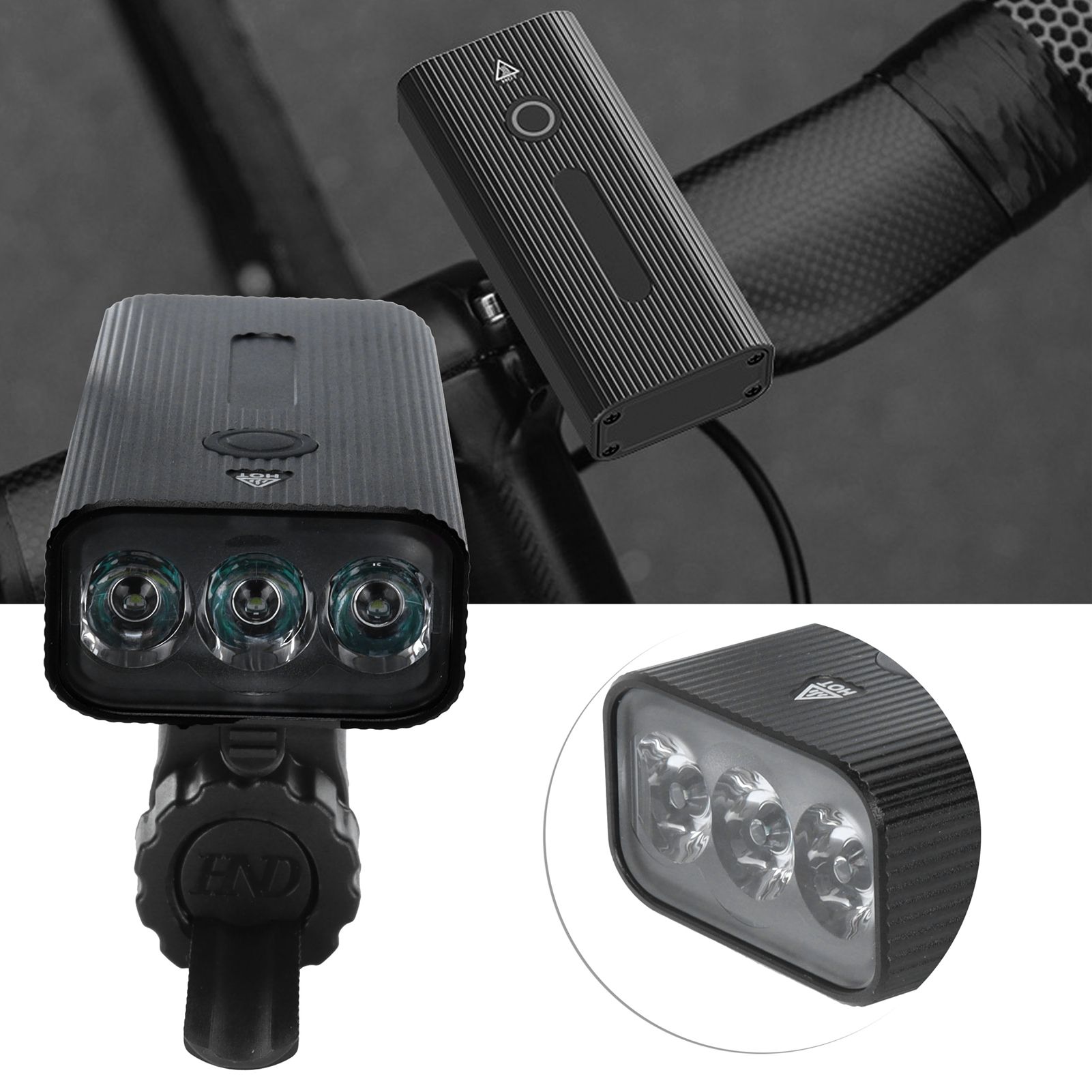USB 3LED Bike Light with Taillight USB Charging Handlebar Lamp Accessories view 12